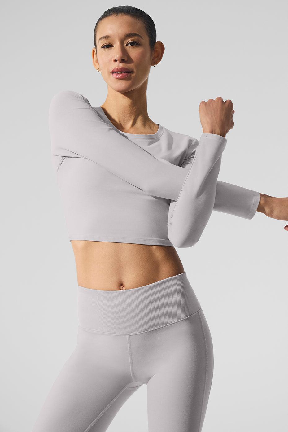 Washed Alosoft Crop Finesse Long Sleeve - Grey Sky Wash Product Image