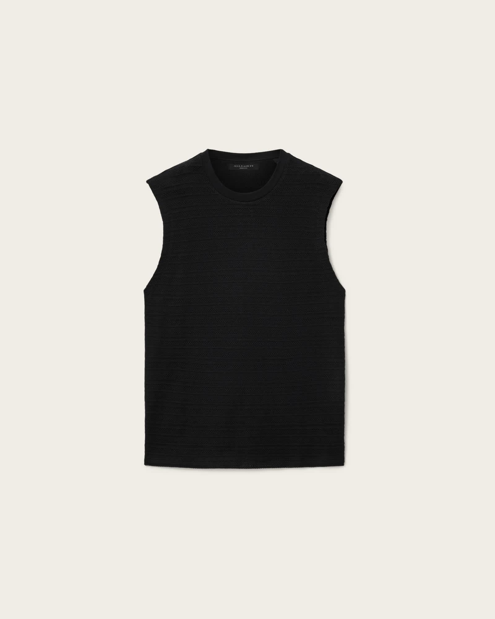 Cove Sleeveless Crew Neck Cotton T-Shirt Jet Black | ALLSAINTS US Product Image