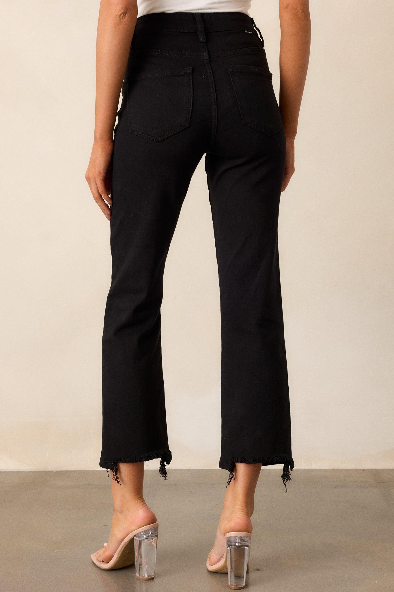 Soft Shadows Black Straight Leg Cropped Raw Hem Jeans Product Image