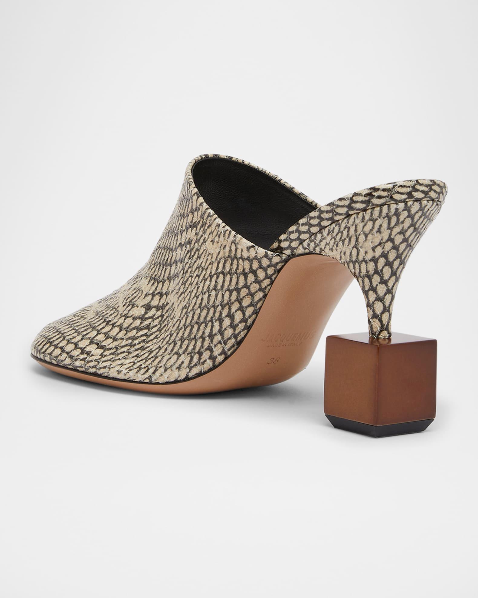 Les Bisou Leather Cube-Heel Mules Product Image