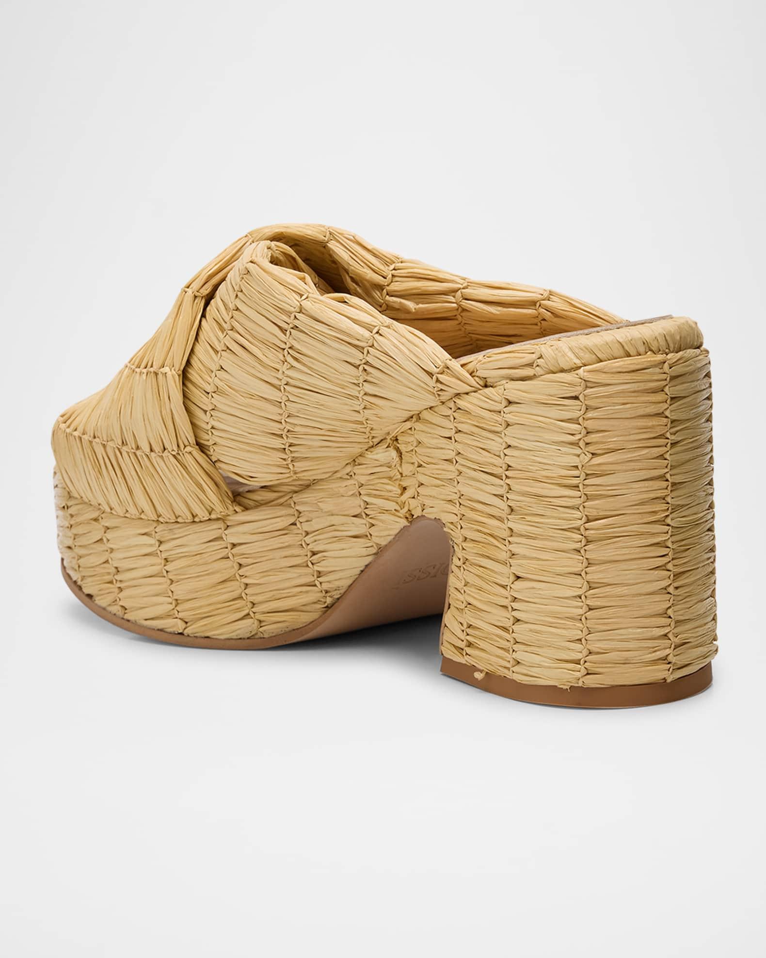 Noa Raffia Criss-Cross Platform Sandals Product Image