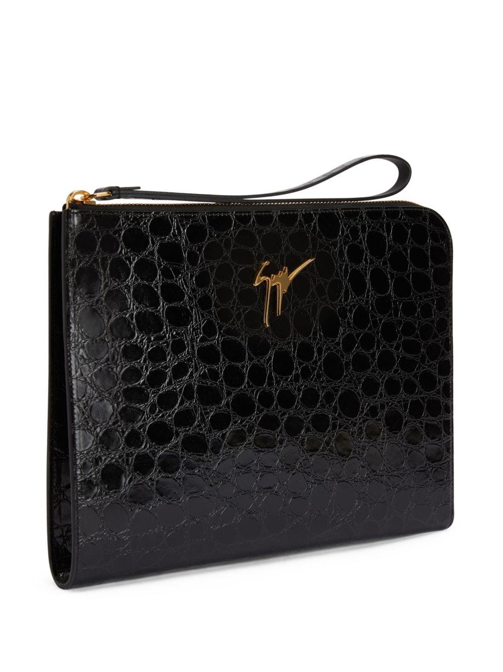 Fabian crocodile-embossed leather pouch Product Image