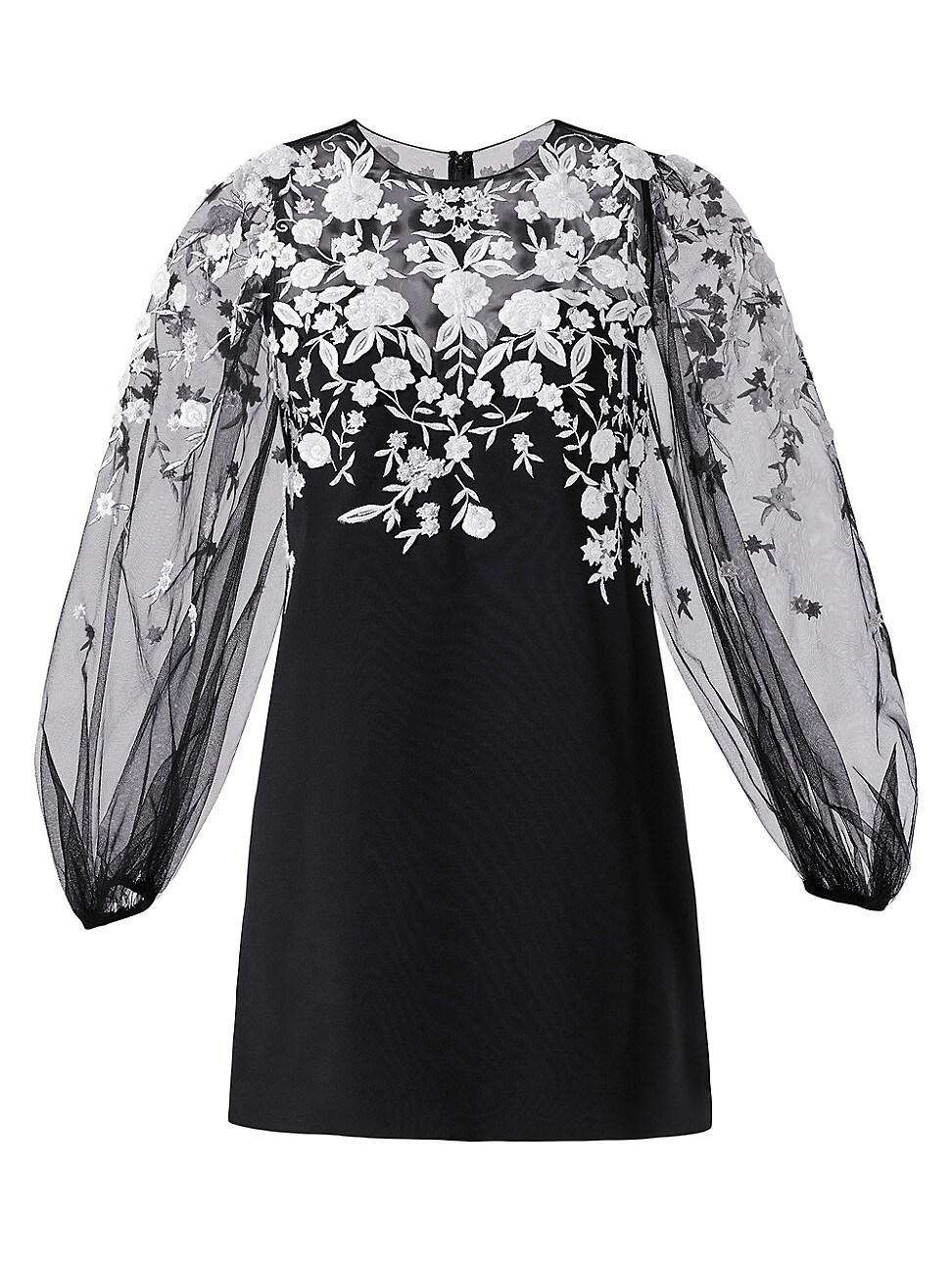 Womens Embroidered Balloon-Sleeve Minidress Product Image