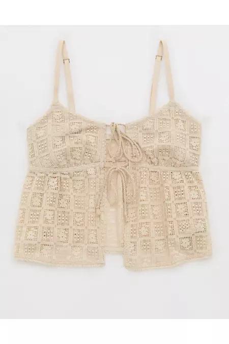 Show Off High Tide Lace Tie Front Tank Top Women's Product Image