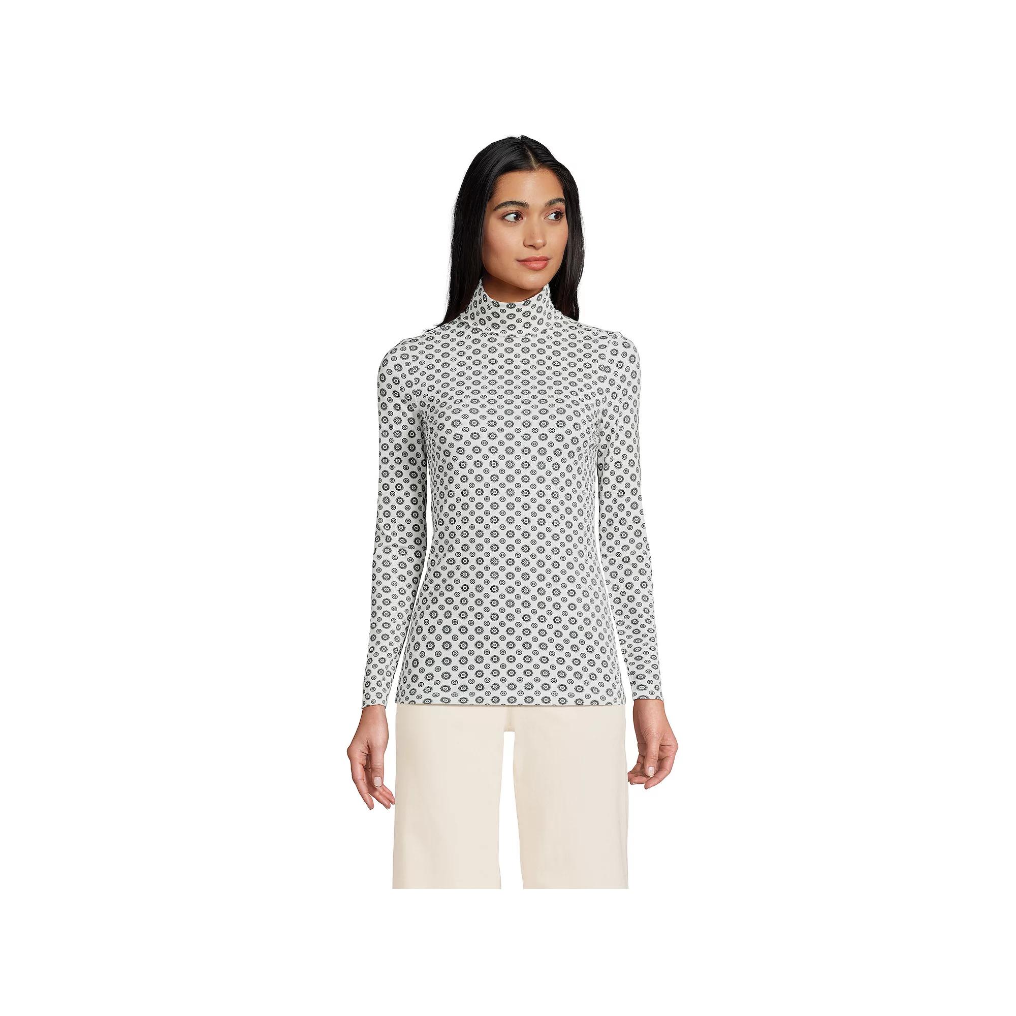Petite Lands' End Lightweight Fitted Long Sleeve Turtleneck, Women's,  Product Image