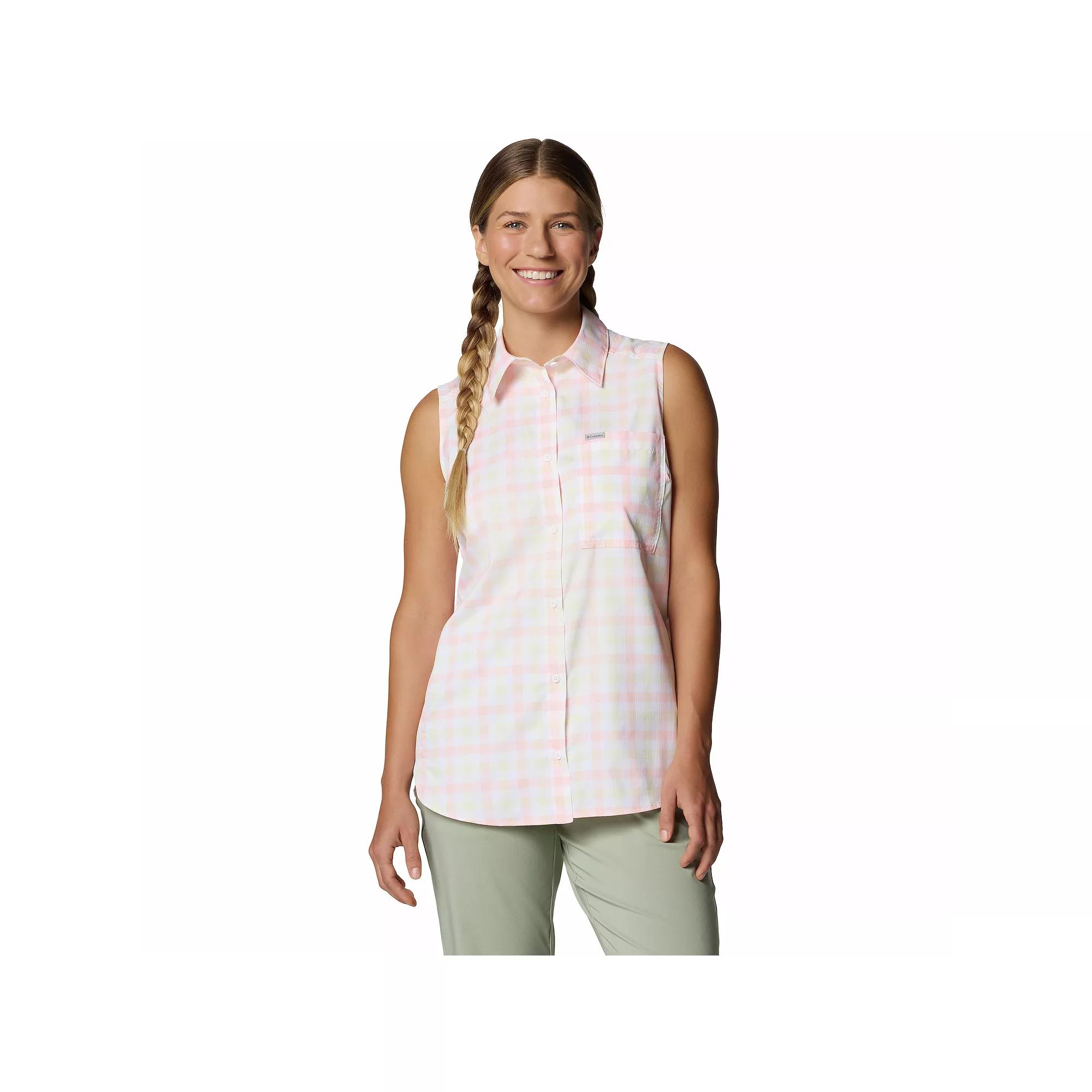 Women's Columbia Anytime Lite Collared Button Down Tank Top,  Product Image