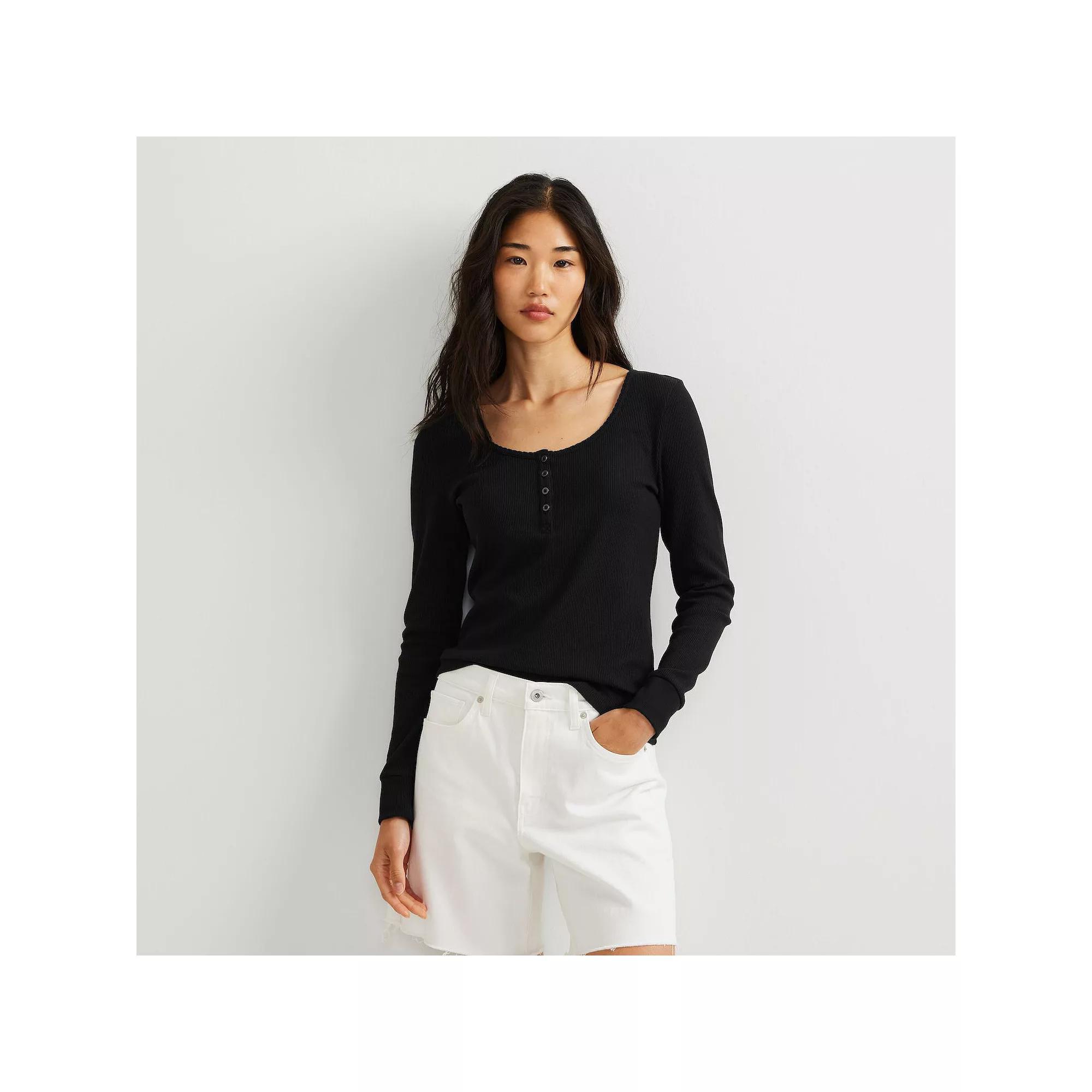 Women's Eddie Bauer Thermal Long Sleeve Henley,  Product Image