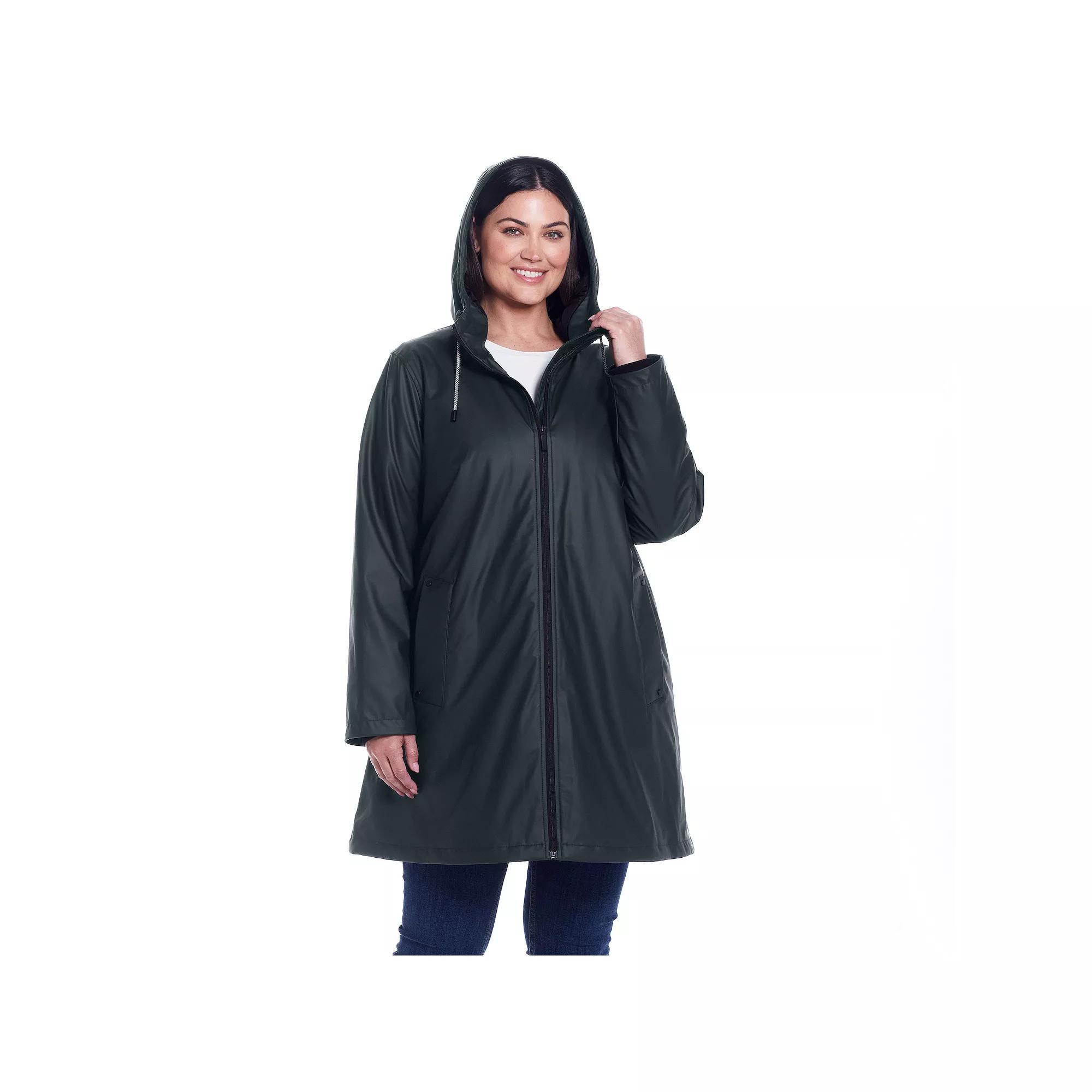Plus Size Weathercast Water-Resistant Hooded Rain Jacket, Women's, Size: 1XL, Hunter Green Product Image