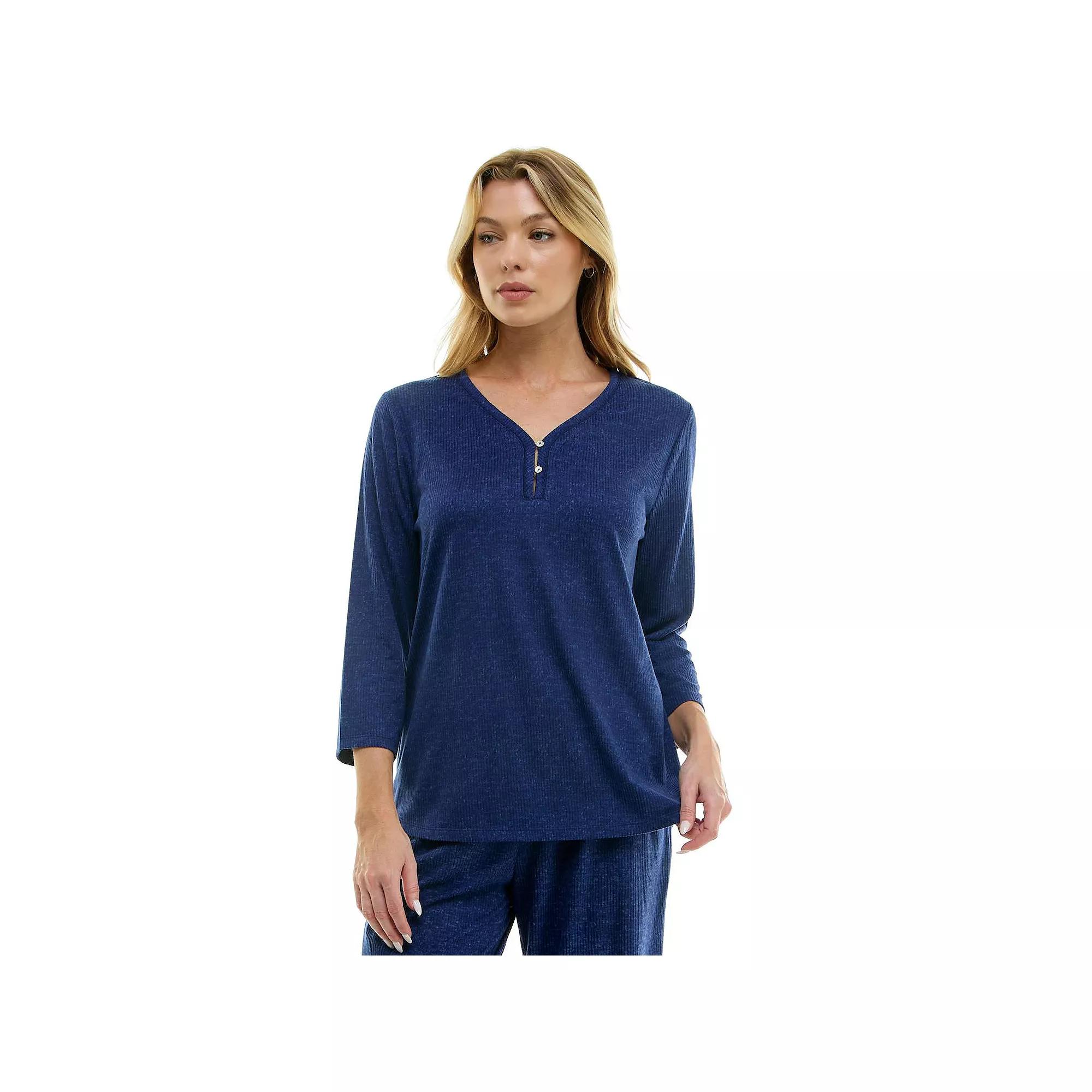 Petite Croft & Barrow® Cozy Luxe Rib Sleep Top, Women's, Size: XS Petite, Felix Blue Product Image