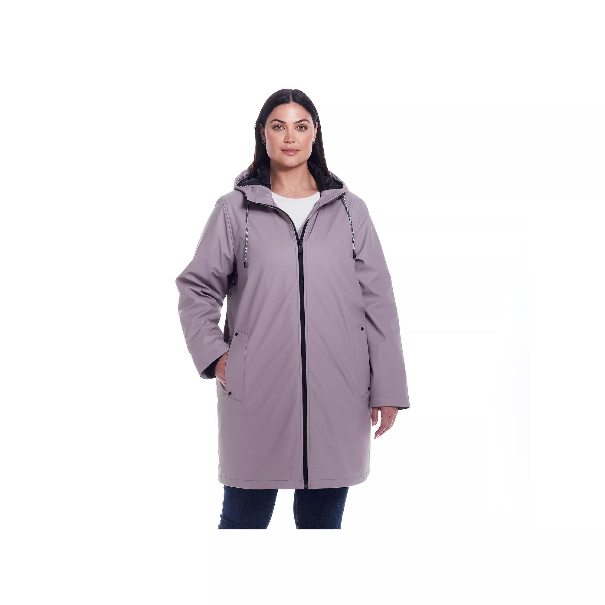 Plus Size Weathercast Water-Resistant Hooded Rain Jacket, Women's, Size: 3XL, Dried Purple Product Image