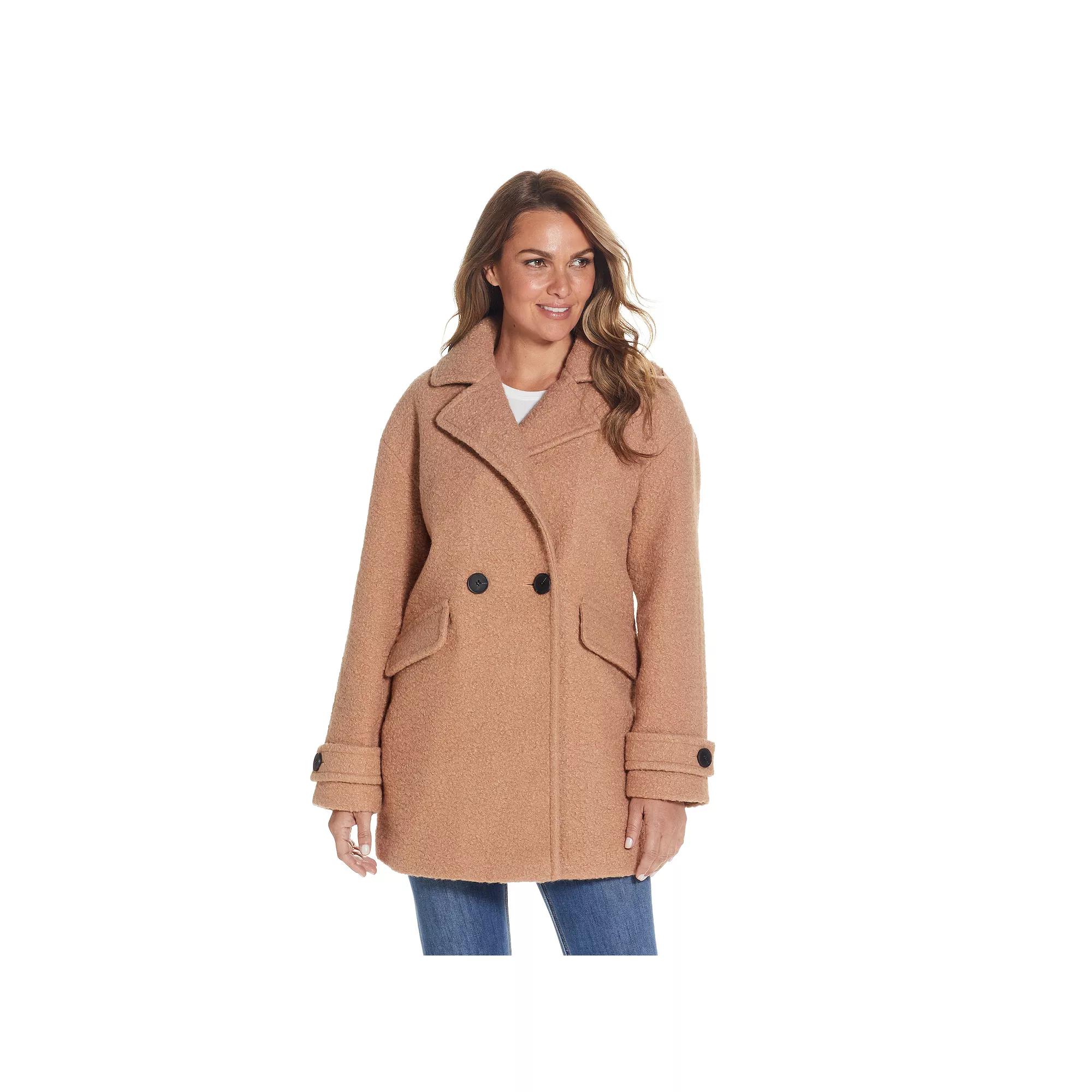 Women's Weathercast Double Breasted Boucle Peacoat, Size: Medium, Red Product Image