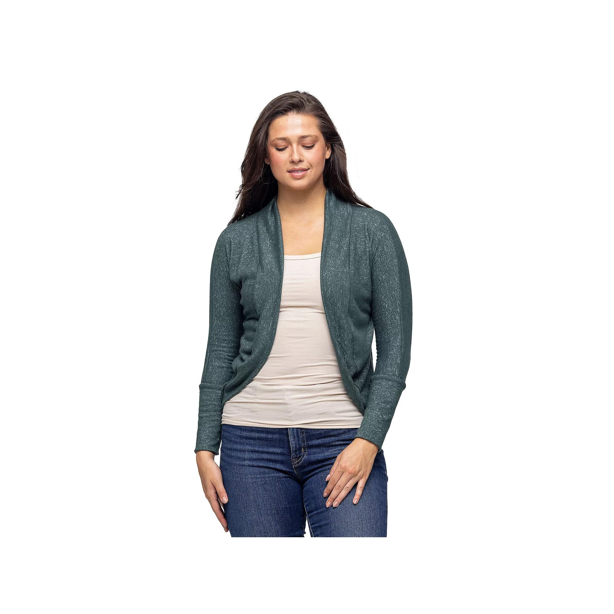 Women's 24Seven Comfort Apparel Curved Hem Open Front Bolero Shrug,  Product Image