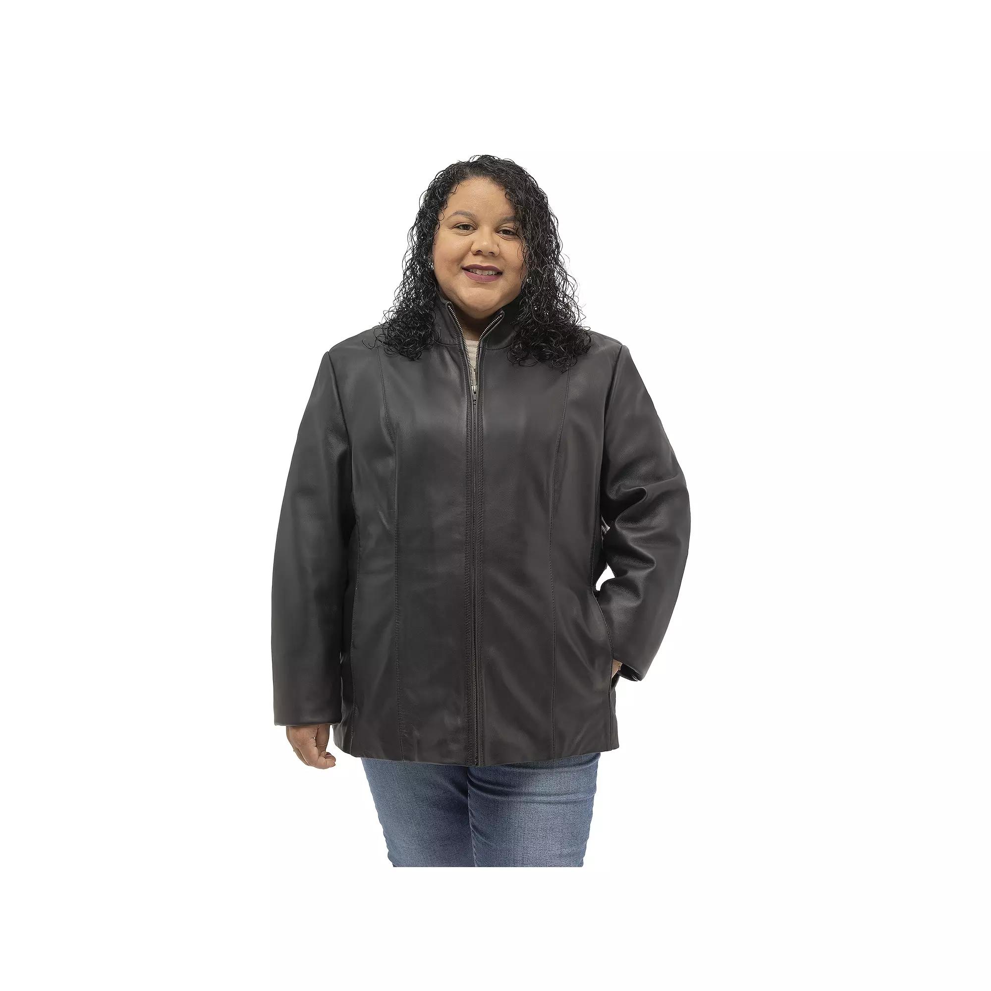 Plus Size Whet Blu Francine Leather Jacket, Women's, Size: 5XL, Black Product Image