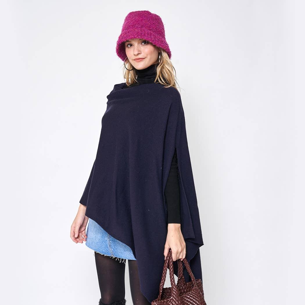 Dark Tone Solid Diamond Shape Scarf Poncho Product Image