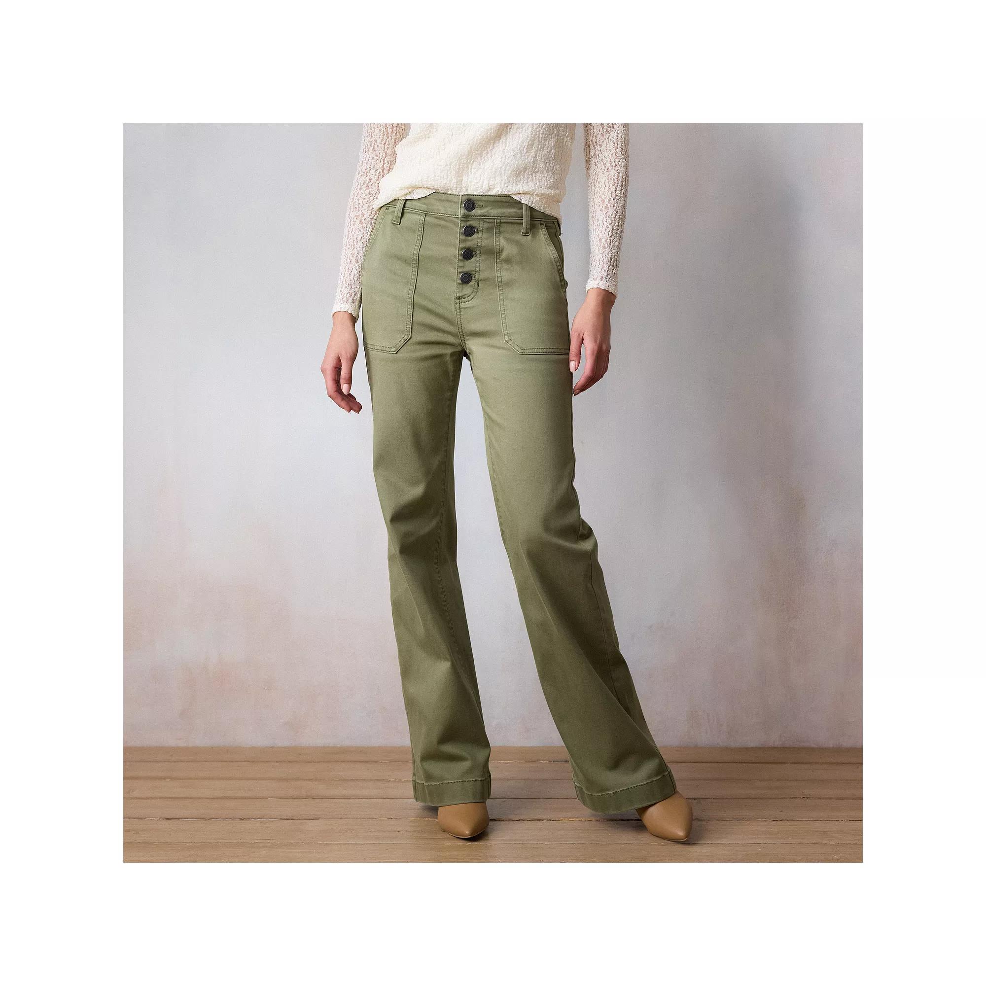 Women's LC Lauren Conrad Super High Rise Utility Denim Trousers, Size: 16, Addison Green Product Image