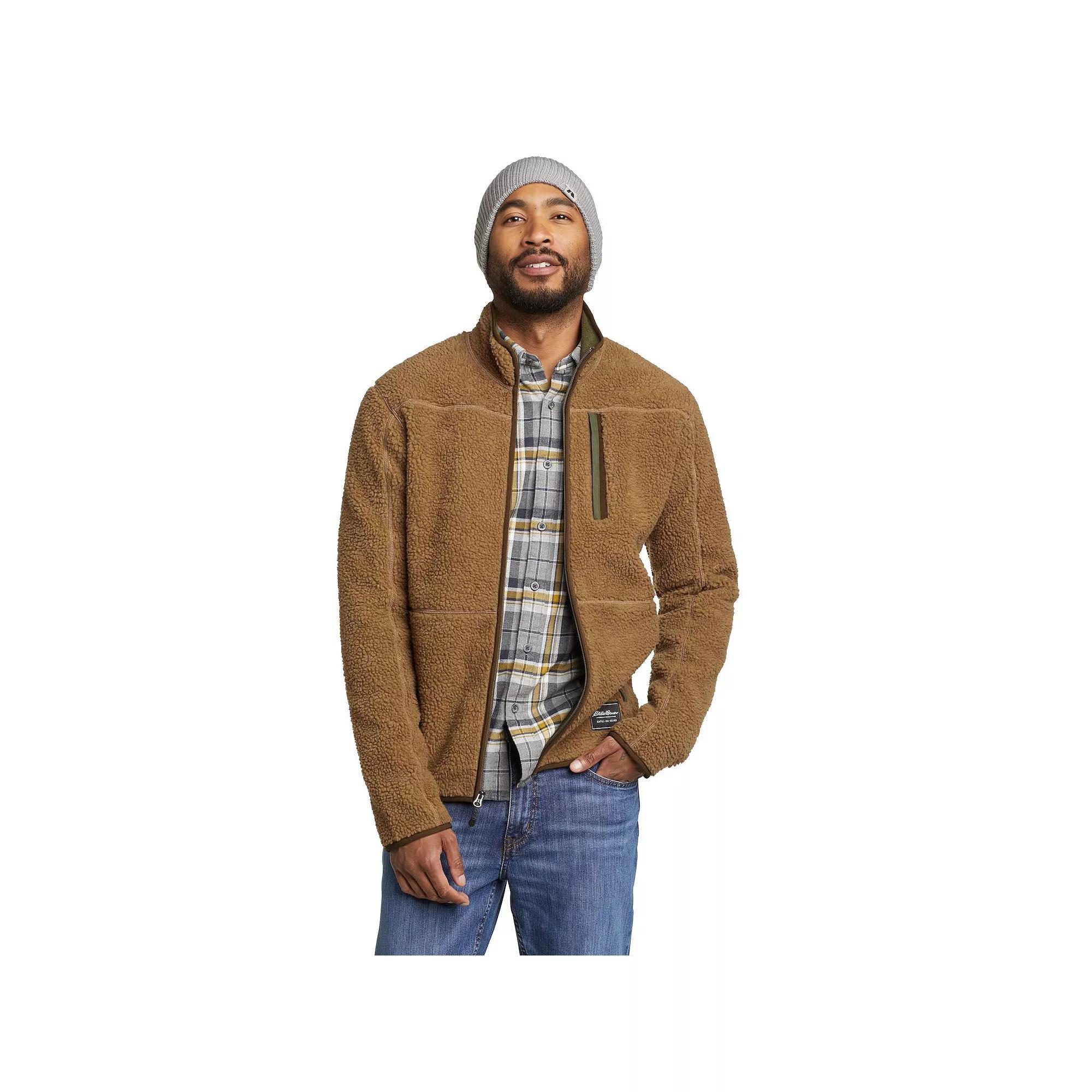 Men's Eddie Bauer Chilali Faux Shearling Fleece Full-Zip Jacket, Size: Large, Antique Bronze Product Image