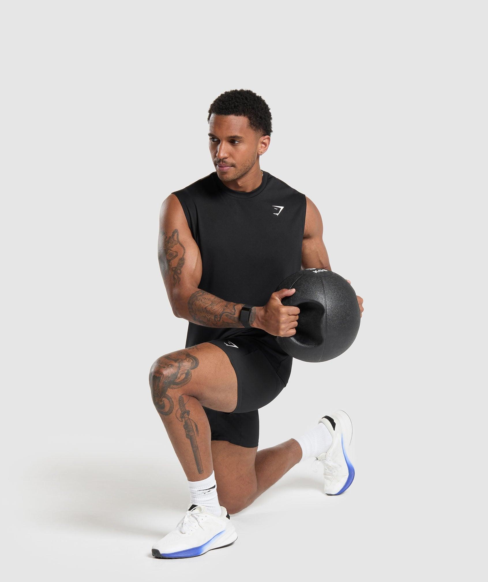 Gymshark Arrival Oversized Tank - Black Male Product Image