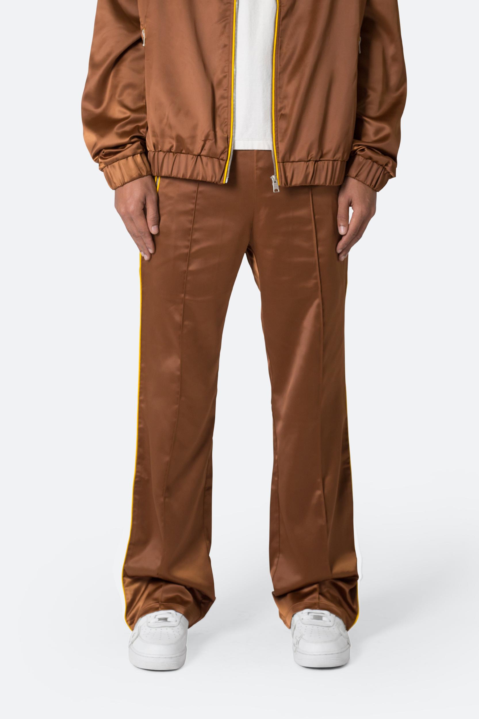 Satin Stacked Pants - Brown Product Image