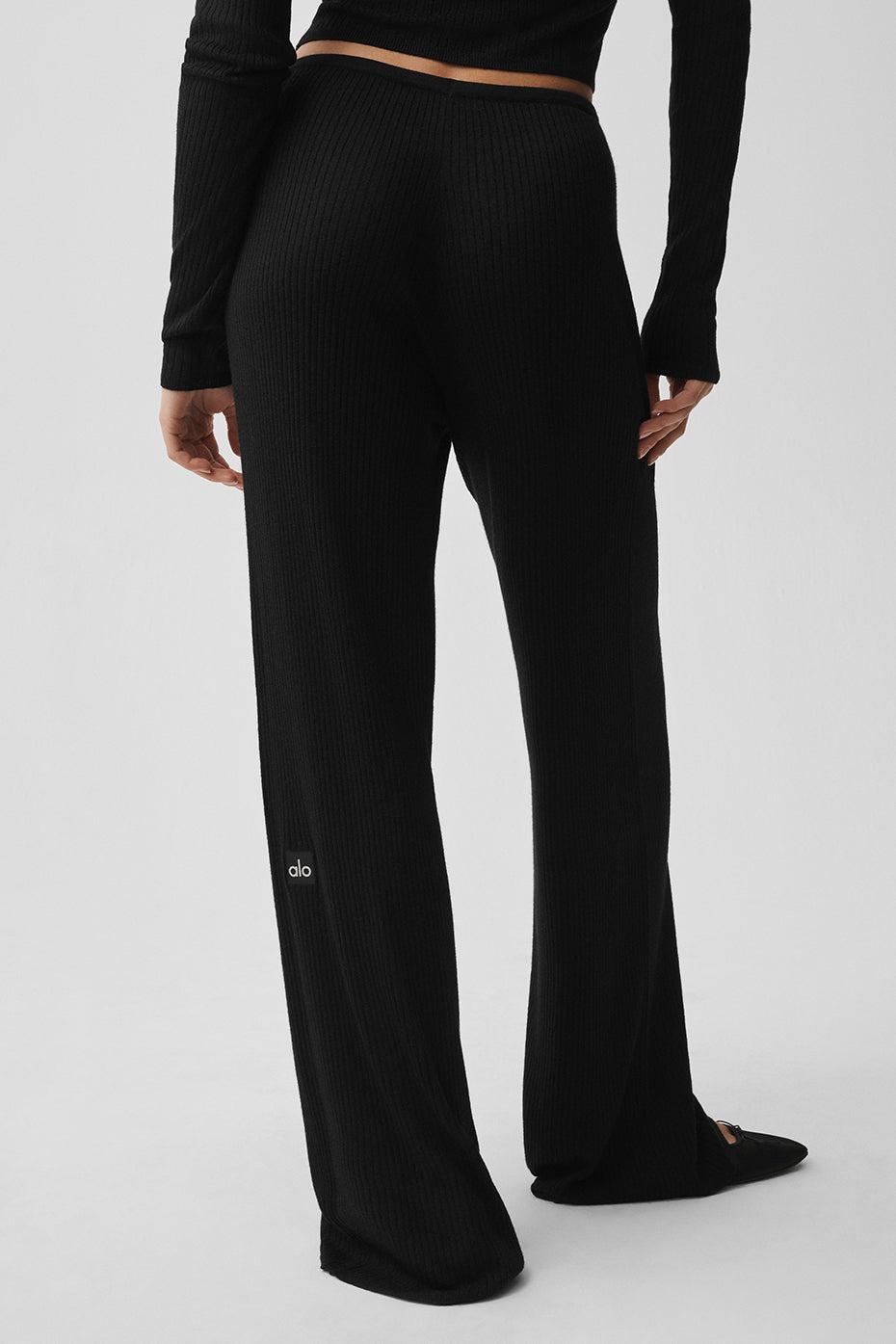 Sweater Knit Mid-Rise Unwind Wide Leg Pant - Black Product Image