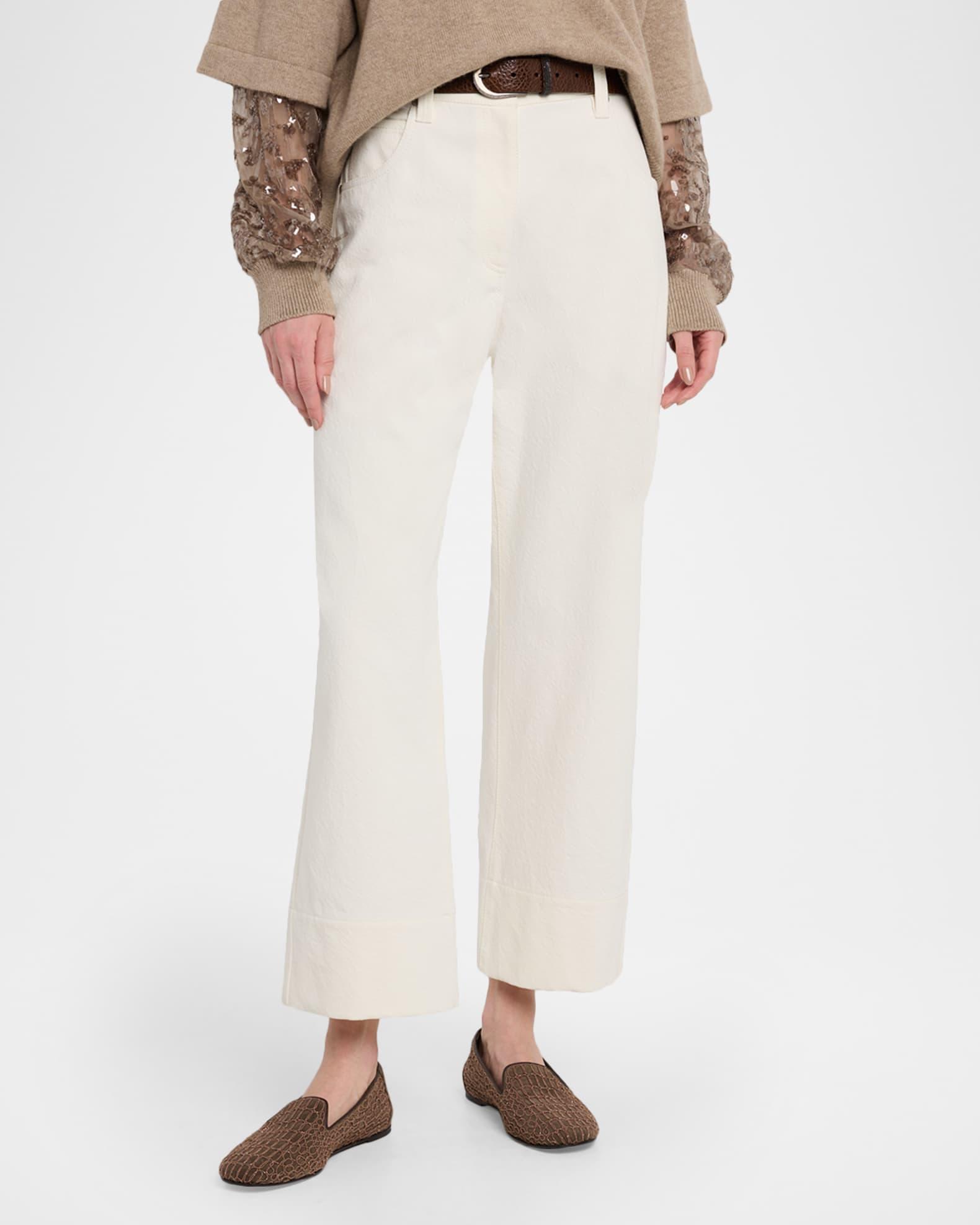 Cotton-Wool Barrel Cuff Wide-Leg Jeans Product Image