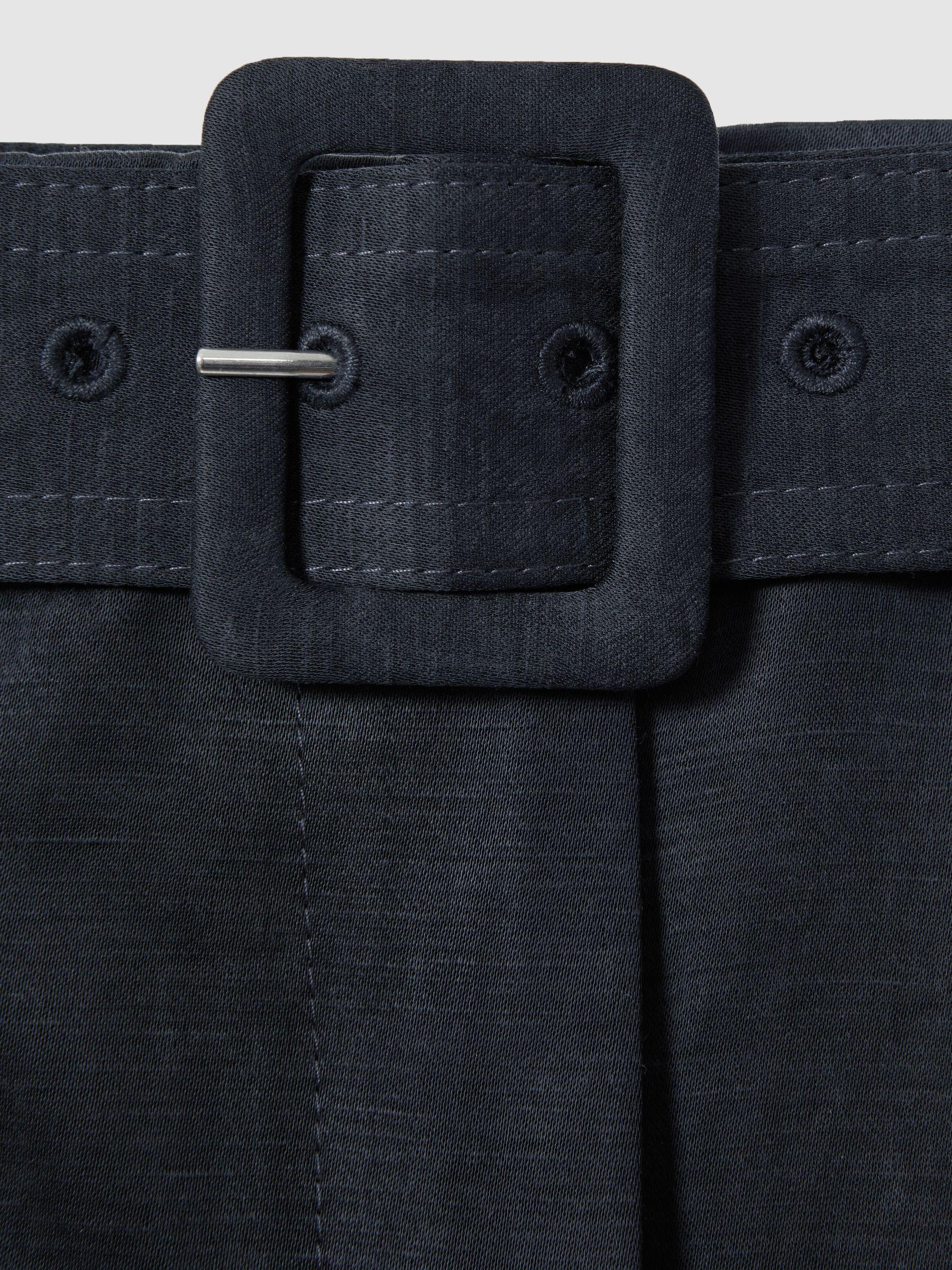 Atelier Cupro Belted Suit Trousers in Navy Product Image