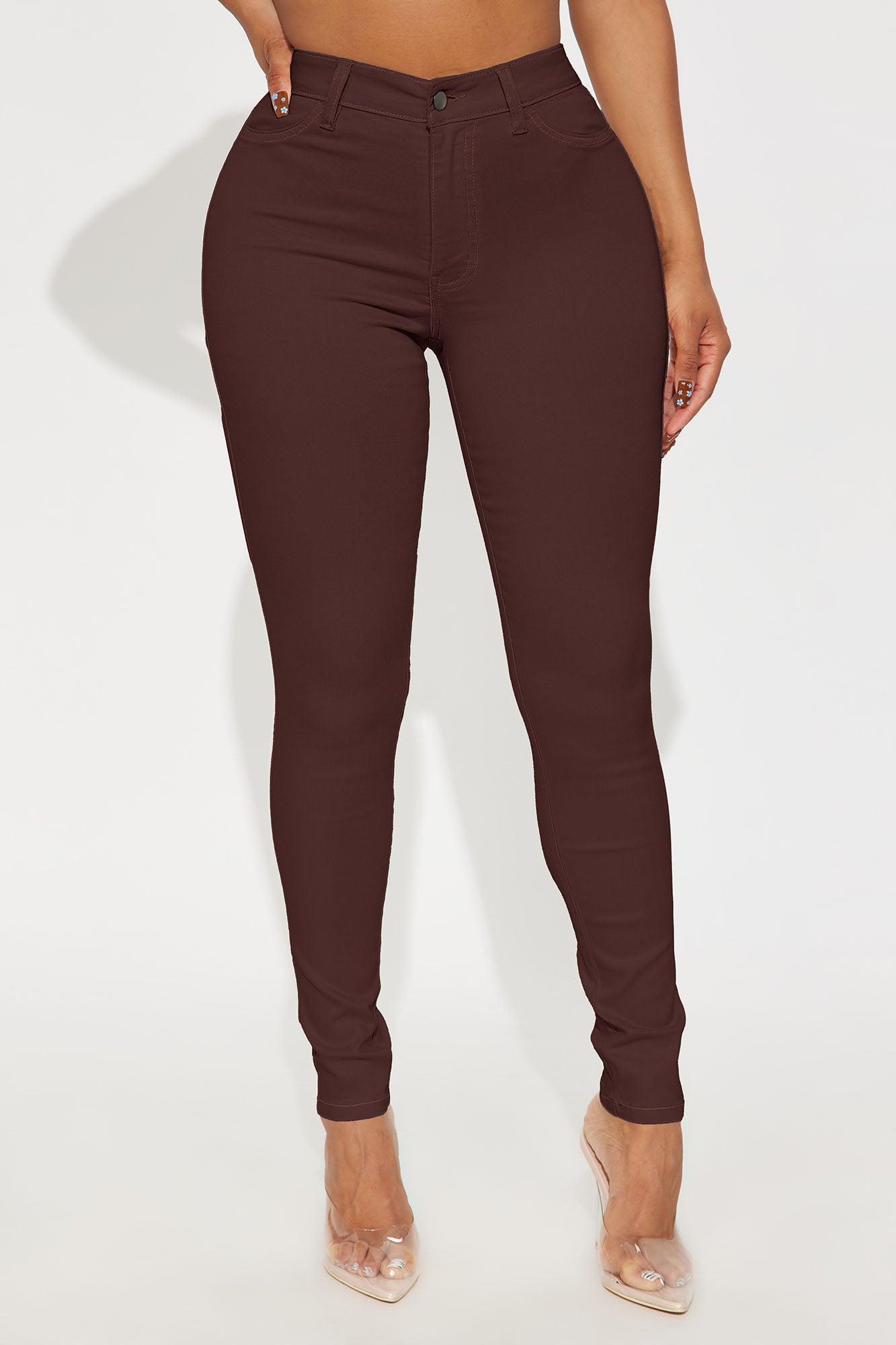 Classic Mid Waist Soft Stretch Skinny Jeans - Brown Female Product Image