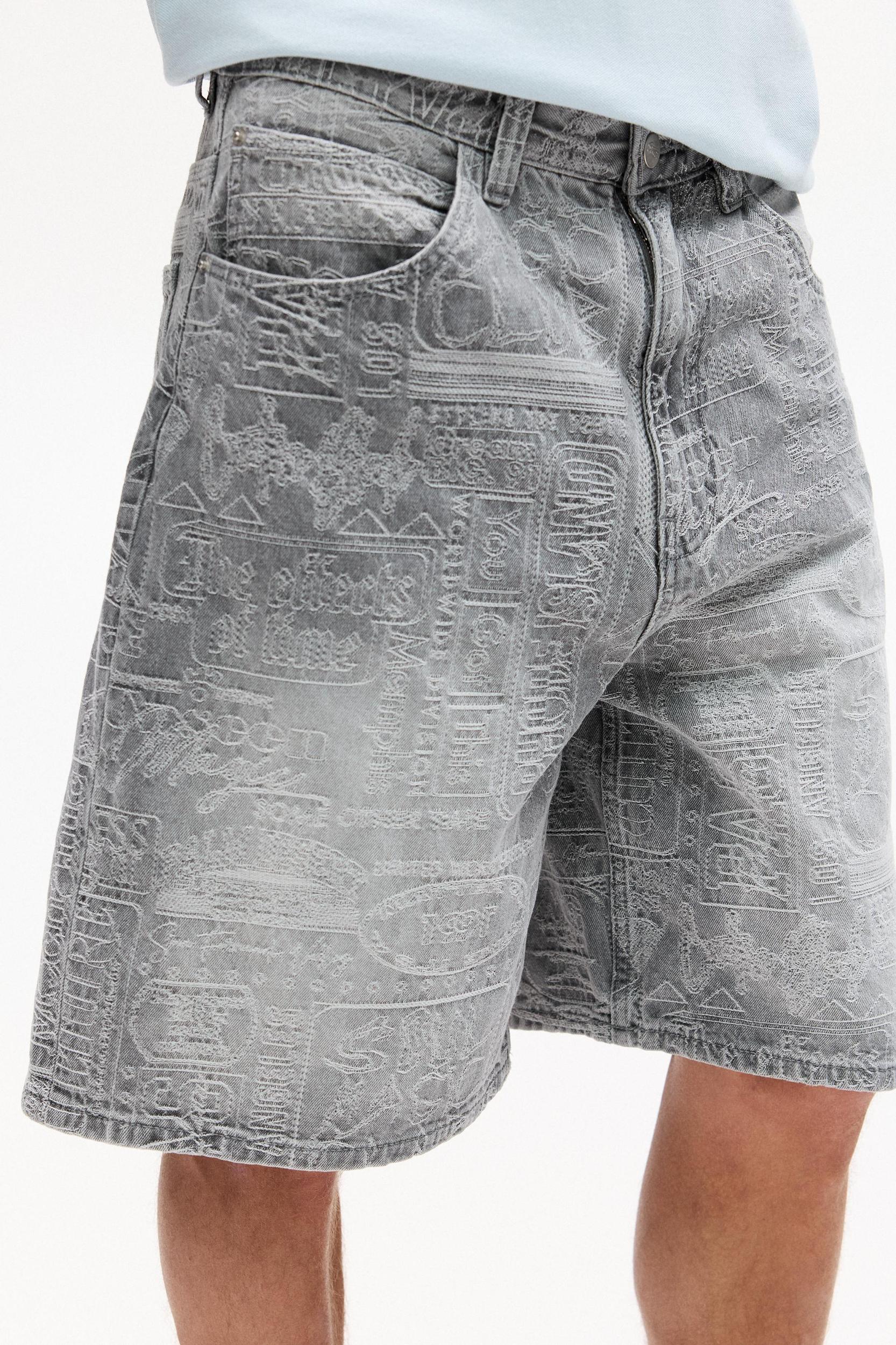 Jacquard denim Bermuda shorts Product Image