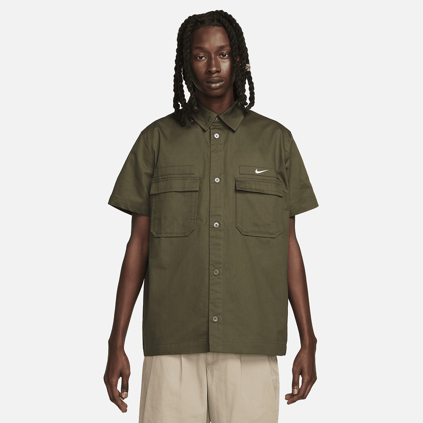 Nike Life Men's Woven Military Short-Sleeve Button-Down Shirt Product Image