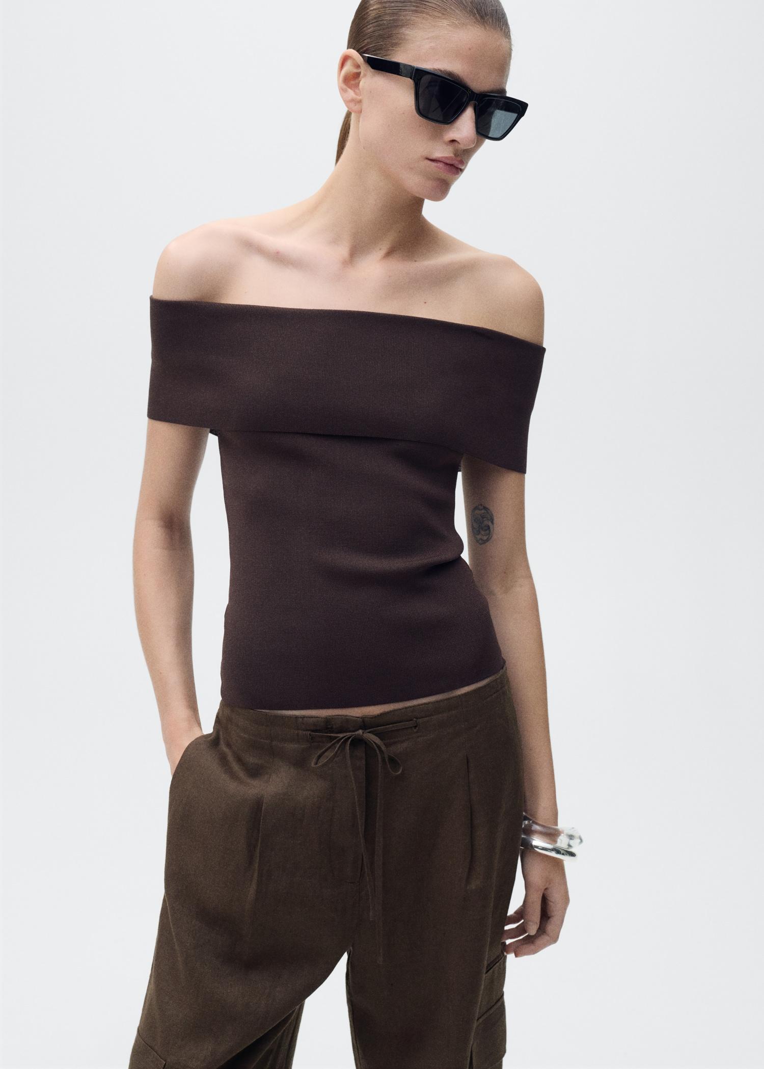 Linen cargo trousers - Women | MANGO USA Product Image