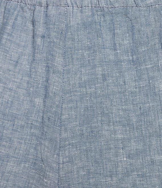 Bryn Walker Cross-Dyed Linen Elastic Waist Straight Leg Pintuck Coordinating Pants Product Image