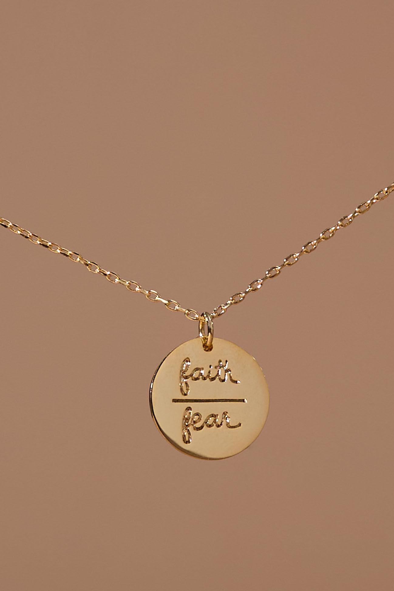18K Faith Over Fear Coin Necklace Product Image