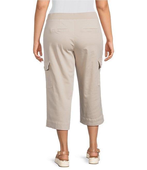 Intro Plus Size Rib Knit Pheobe Pull-On Cargo Capri Pants Product Image