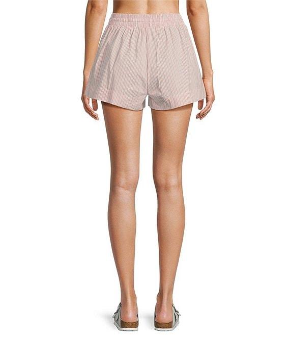ELAN Woven Stripe Print Elastic Waist Pull-On Shorts Product Image