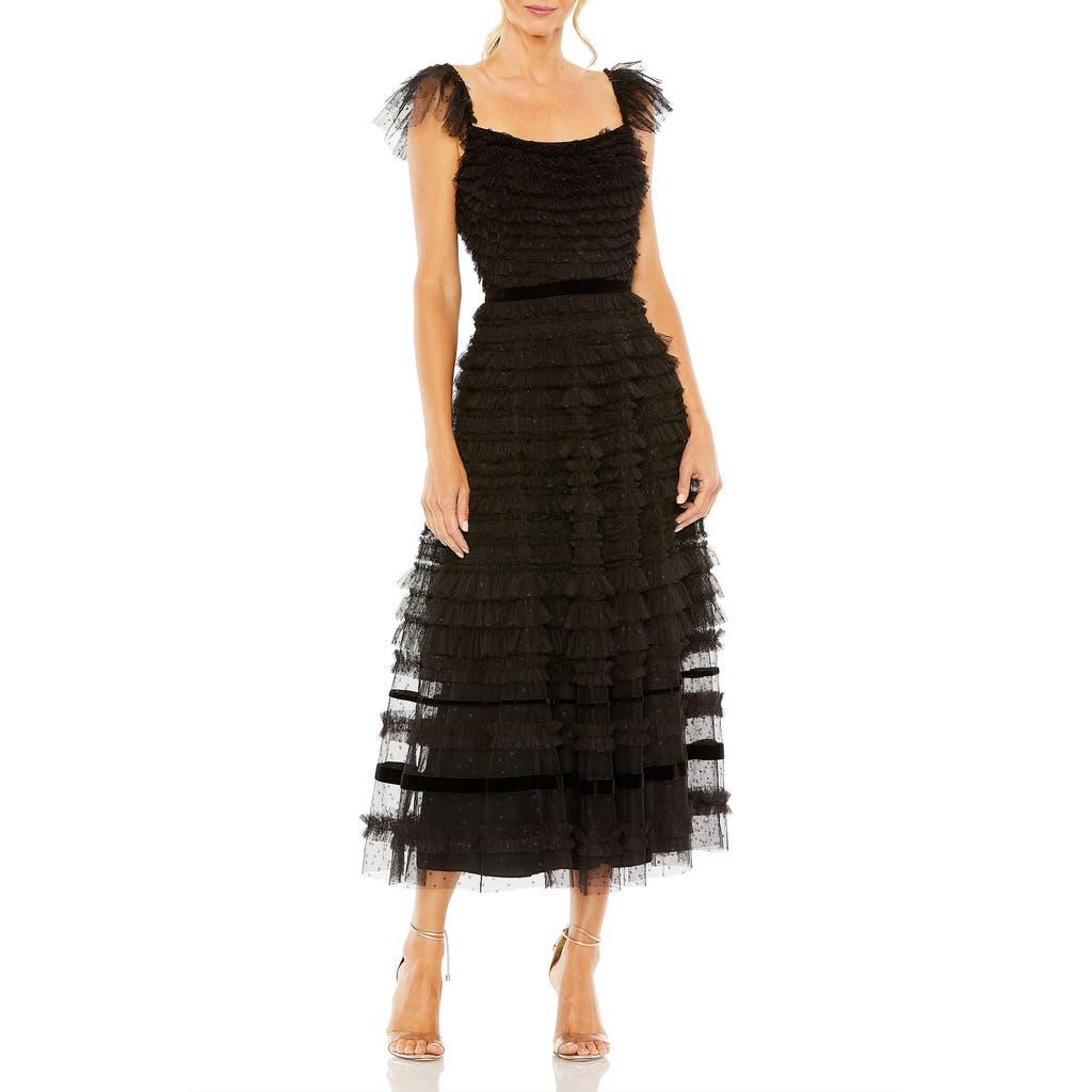 Mac Duggal Women's Ruffle Cap Sleeve Embellished Tiered Midi Dress Product Image
