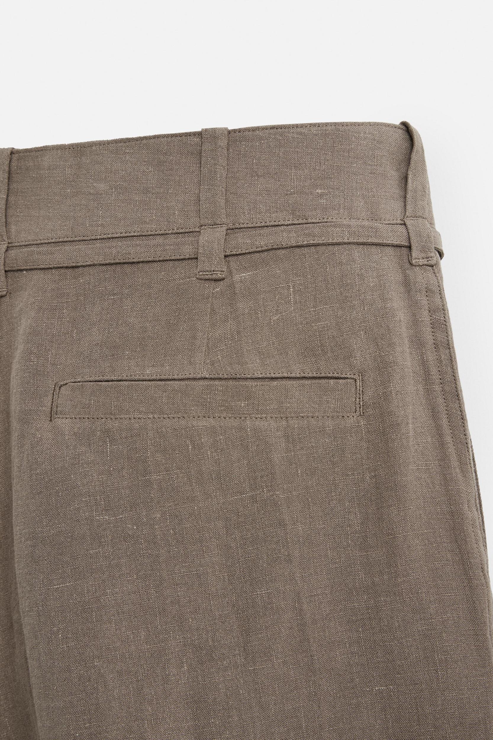 100% LINEN BELTED BERMUDA SHORTS Product Image