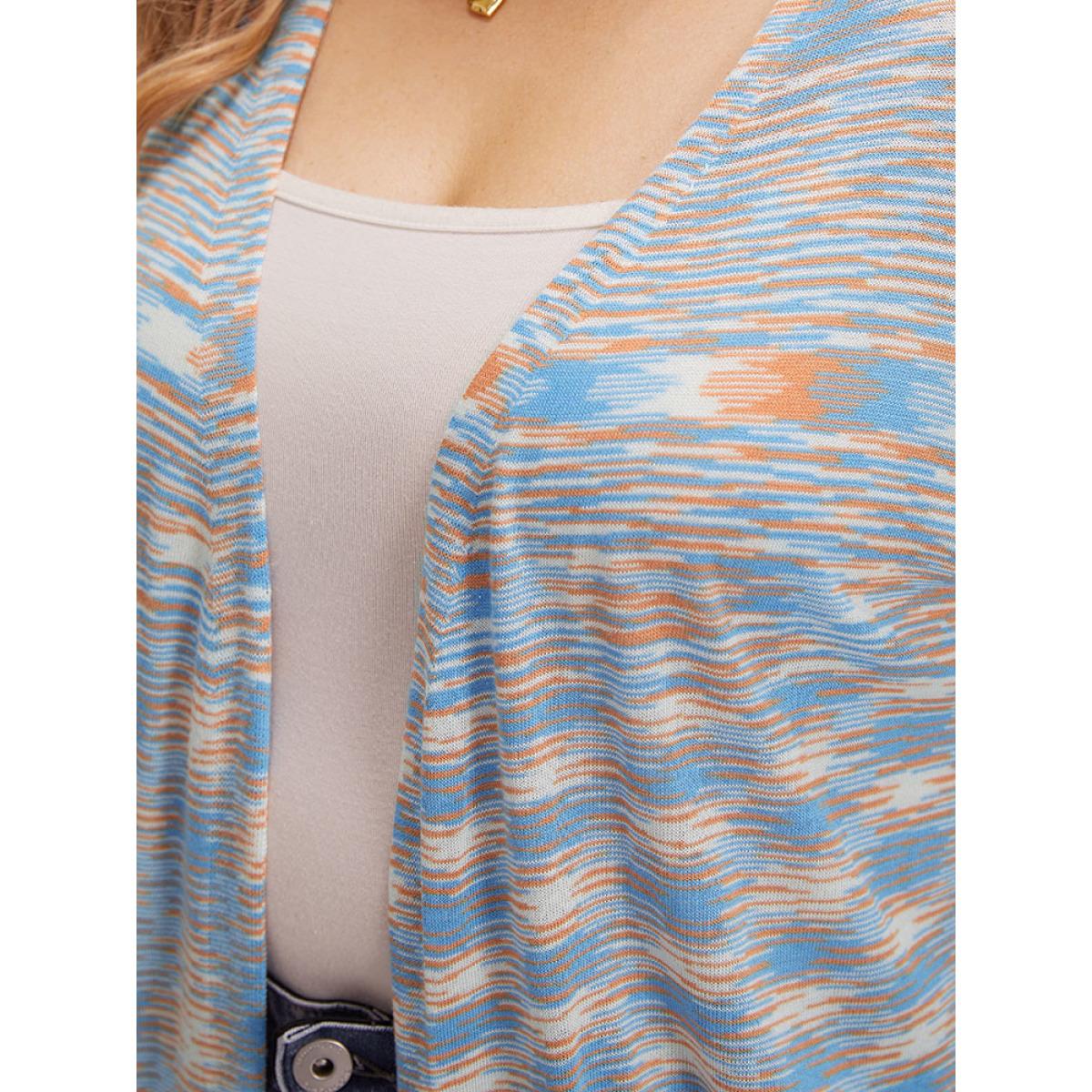 Plus Size Ombre Pocket Open Front Ripped Hem Cardigan Multicolor Women Casual Loose Long Sleeve Everyday Cardigans BloomChic 10/M Product Image