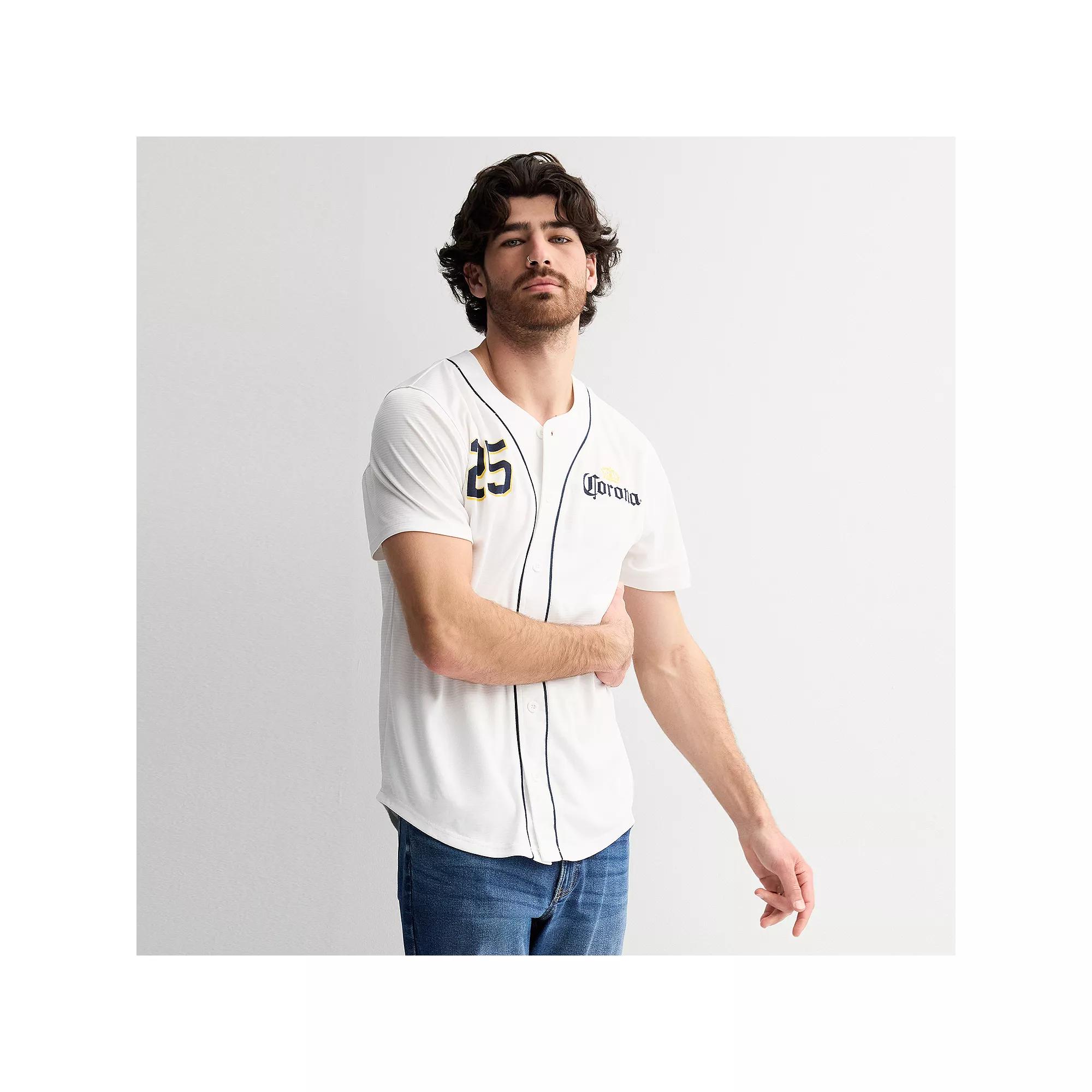 Men's Corona Palm Trees Baseball Jersey, Size: XXL, White Product Image