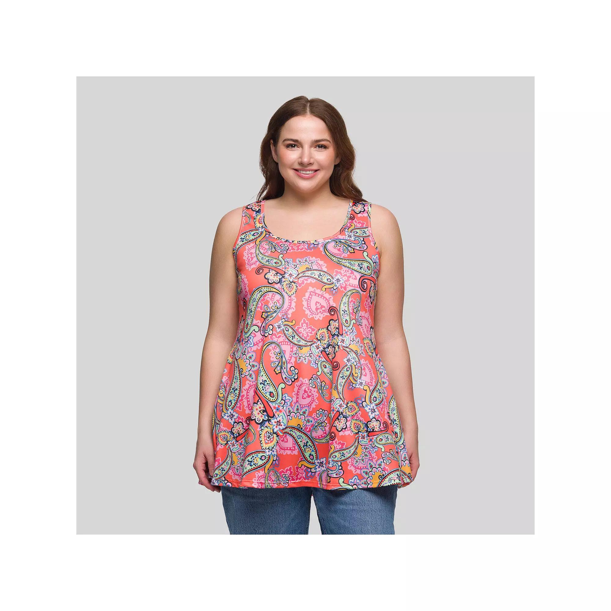 Plus Size 24Seven Comfort Apparel Scoop Neck Tank Top, Women's, Size: 2XL, Pink Team Product Image