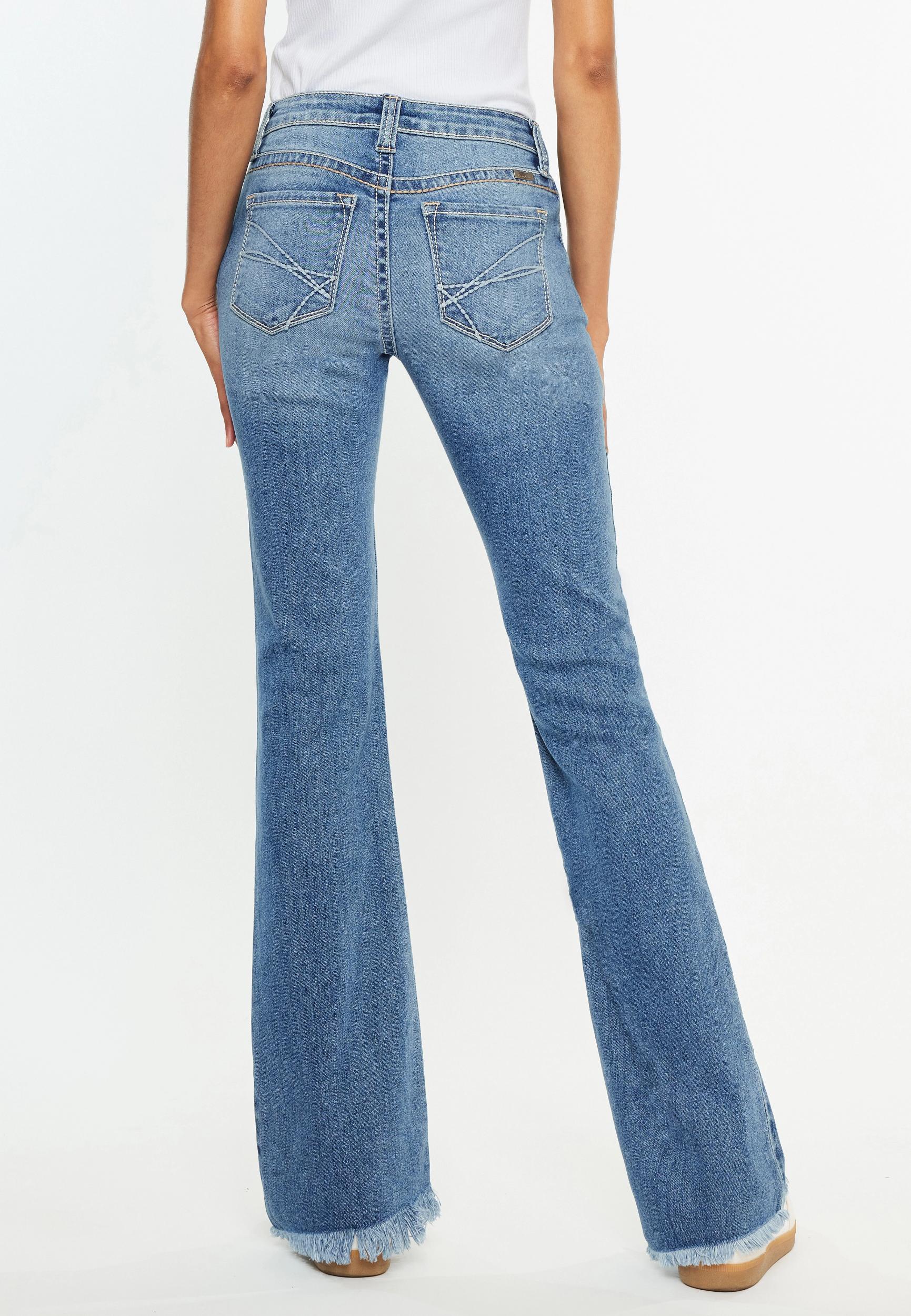 KanCan™ Mid Rise Thick Stitch Frayed Hem Bootcut Jean Product Image