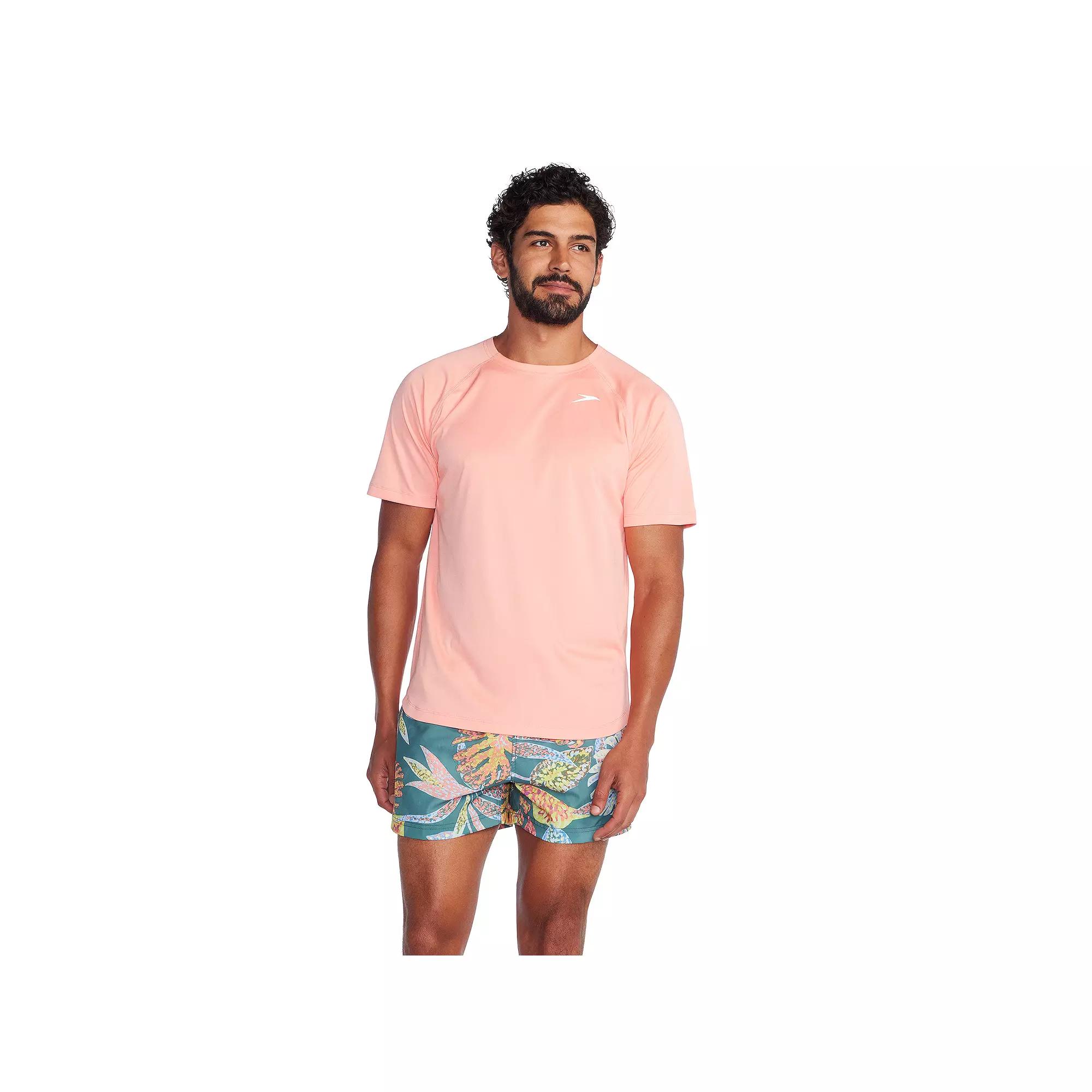 Men's Speedo Quick-Dry UPF 50+ Short Sleeve Swim Tee, Size: Small, Cupid Pink Product Image