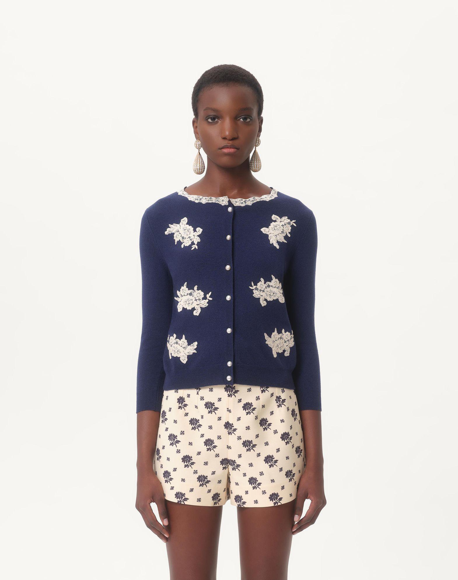 Embroidered Cardigan With Lace Inserts Product Image