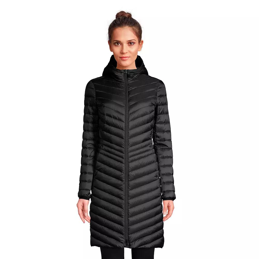 Petite Lands' End Hood Wanderweight Ultralight Down Long Packable Coat, Women's,  Product Image