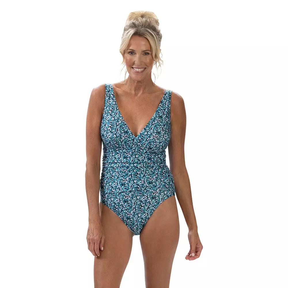 Women's Dolfin UPF 50+ Moderate Surplice Wrap One-Piece Swimsuit,  Product Image
