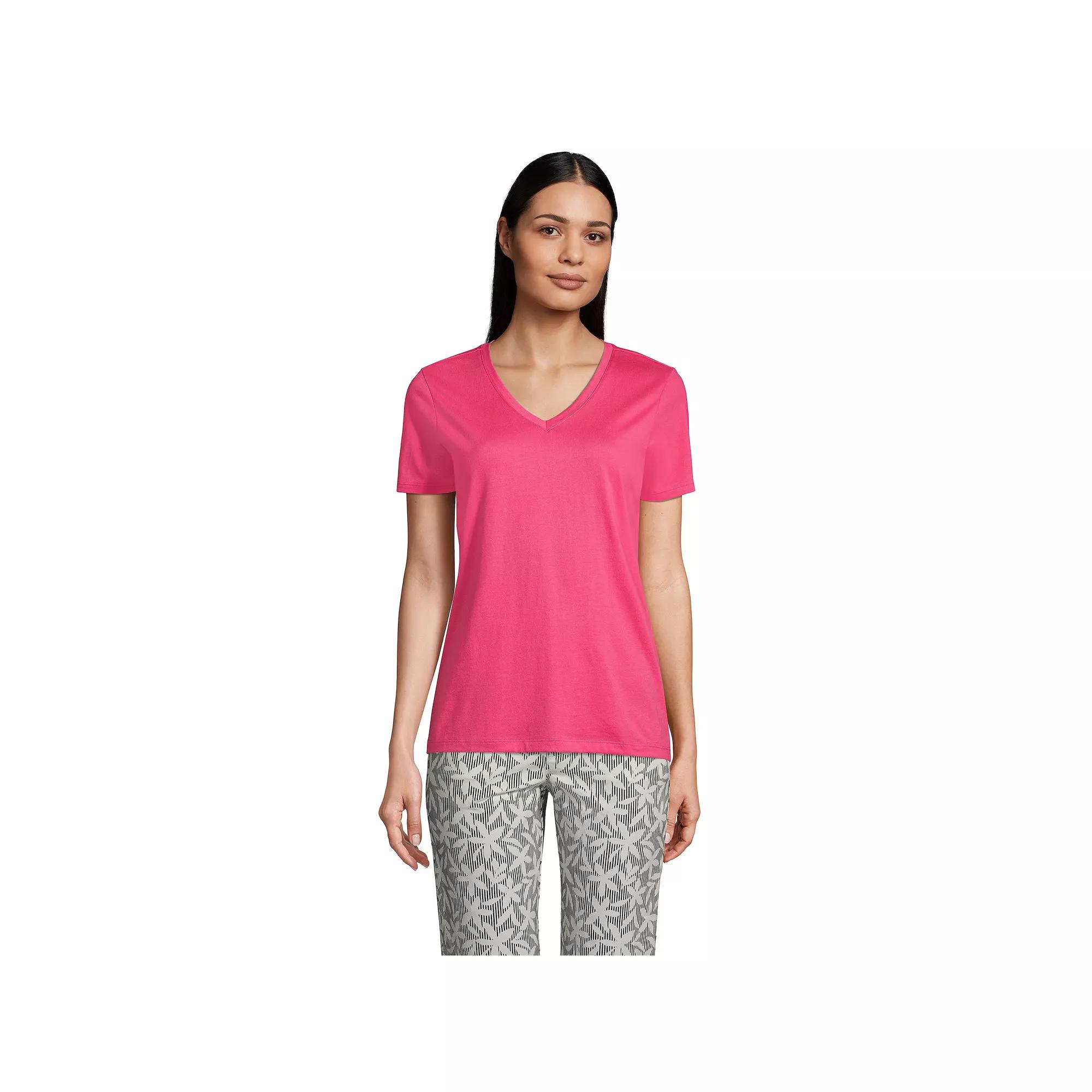 Petite Lands' End Relaxed-Fit Supima Cotton V-Neck Tee, Women's,  Product Image