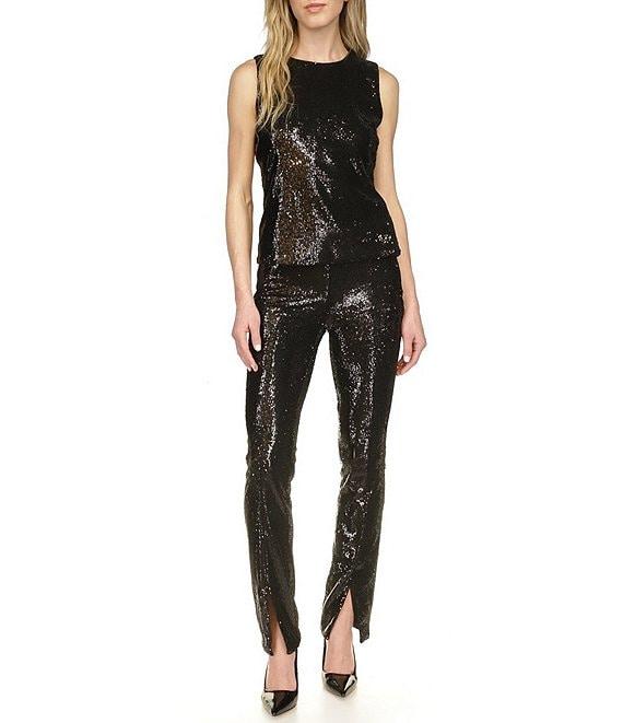 Michael Kors Sequin Split Hem Pull-On Flare Leg Pants Product Image