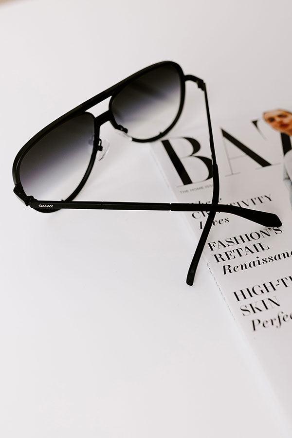 Quay High Profile Aviator Sunnies in Matte Black Product Image
