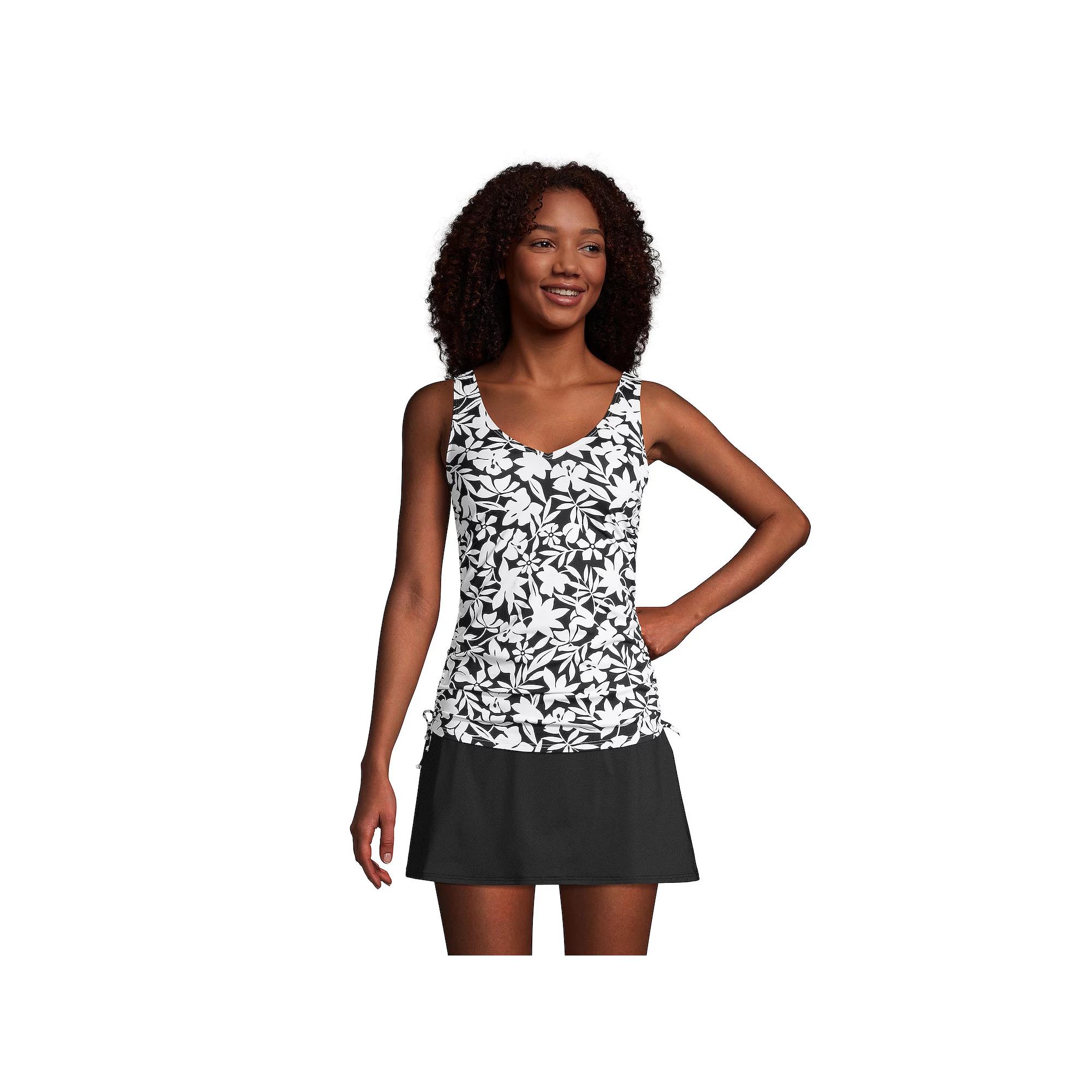 Women's Lands' End Ruched-Sides V-Neck UPF 50 Tankini Swimsuit Top,  Product Image