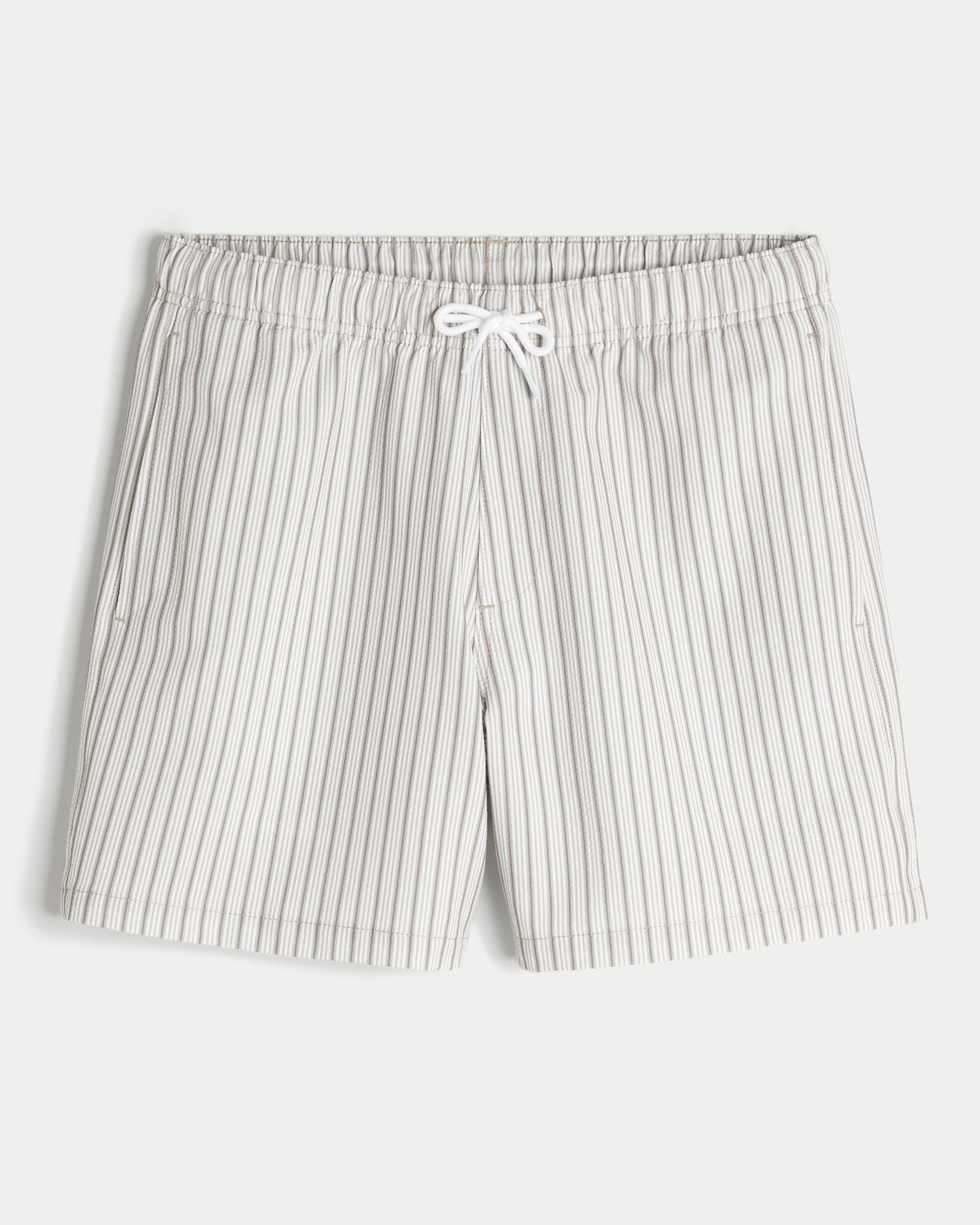 Mid-Thigh Seersucker Volley Swim Trunks Product Image