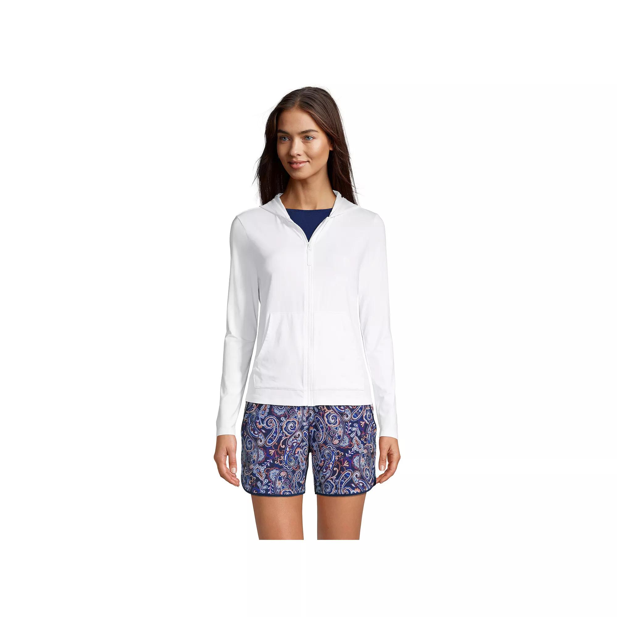 Petite Lands' End UPF 50 Hooded Full-Zip Long Sleeve Rash Guard, Women's,  Product Image