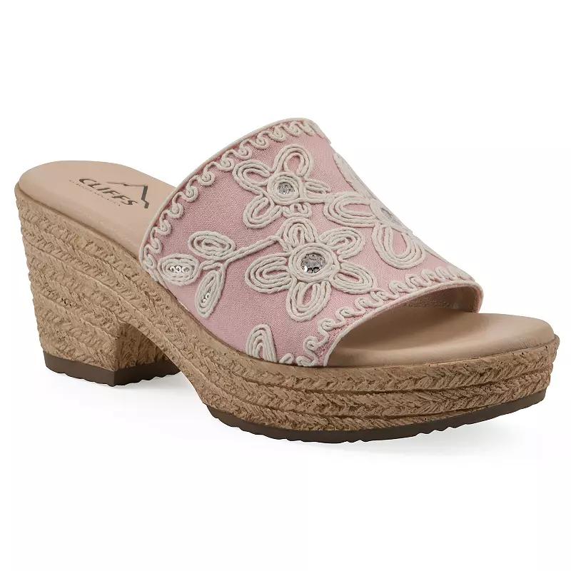 Cliffs by White Mountain Biancia Women's Floral Wedge Sandals, Size: 8.5 Medium, Lt Pink Fabric Product Image